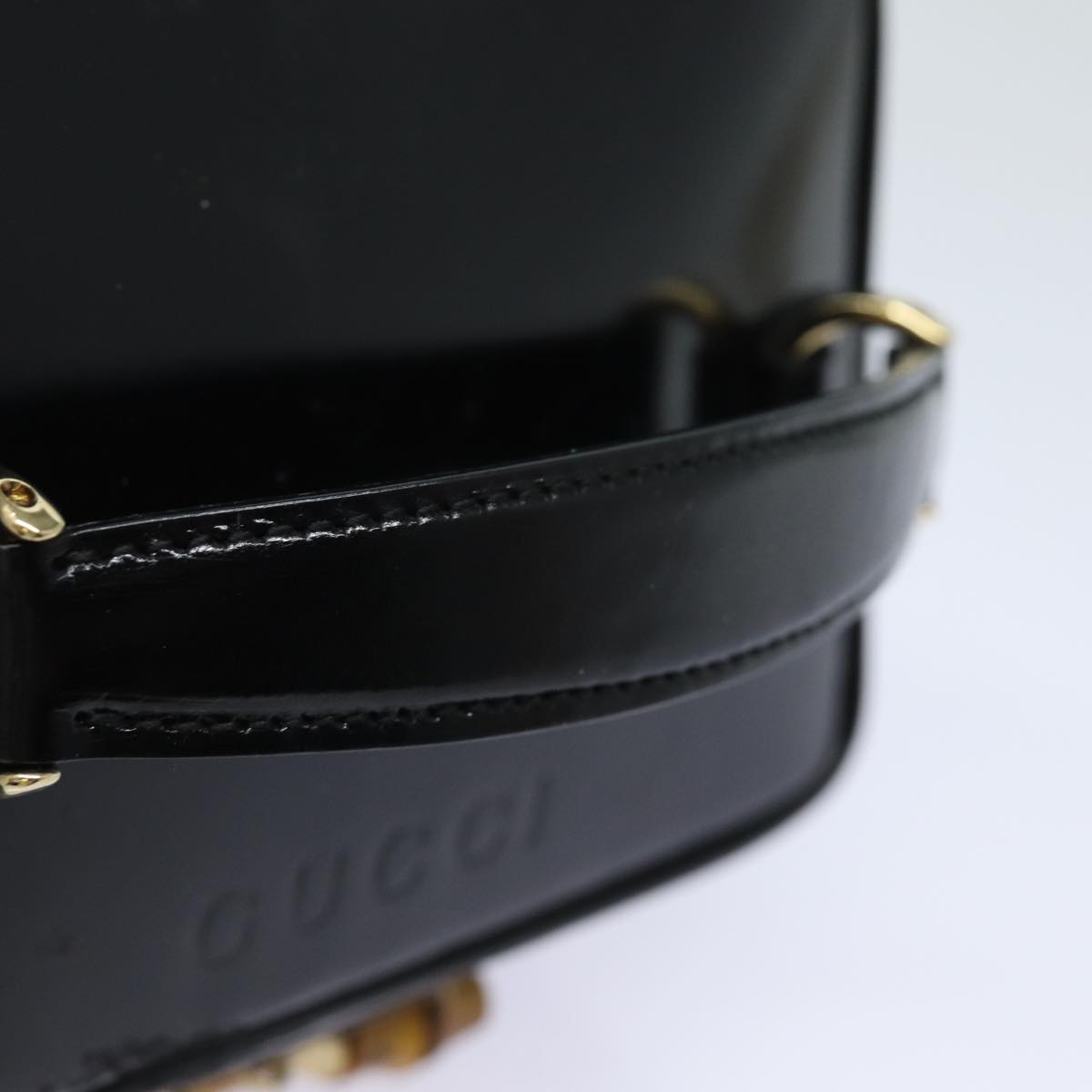 GUCCI Bamboo Vanity Hand Bag Enamel Black bs15879