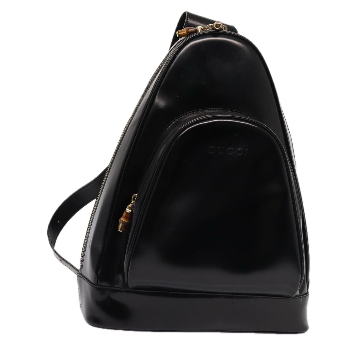 GUCCI Body Bag Enamel Black 003 2113 0027 bs15880