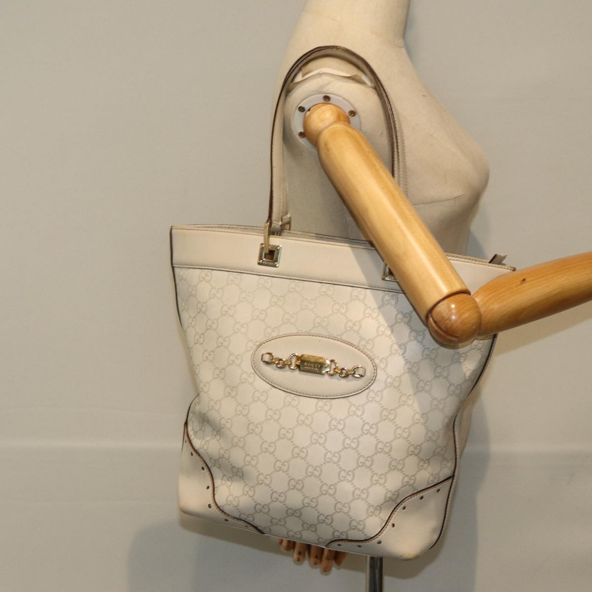 GUCCI GG Canvas Guccissima Tote Bag White 145984 bs15884