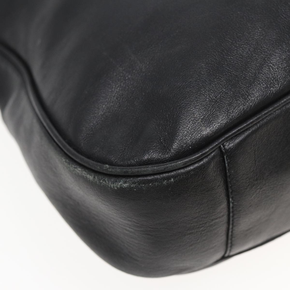 GUCCI Bamboo Hand Bag Leather Black 001 1577 bs15885