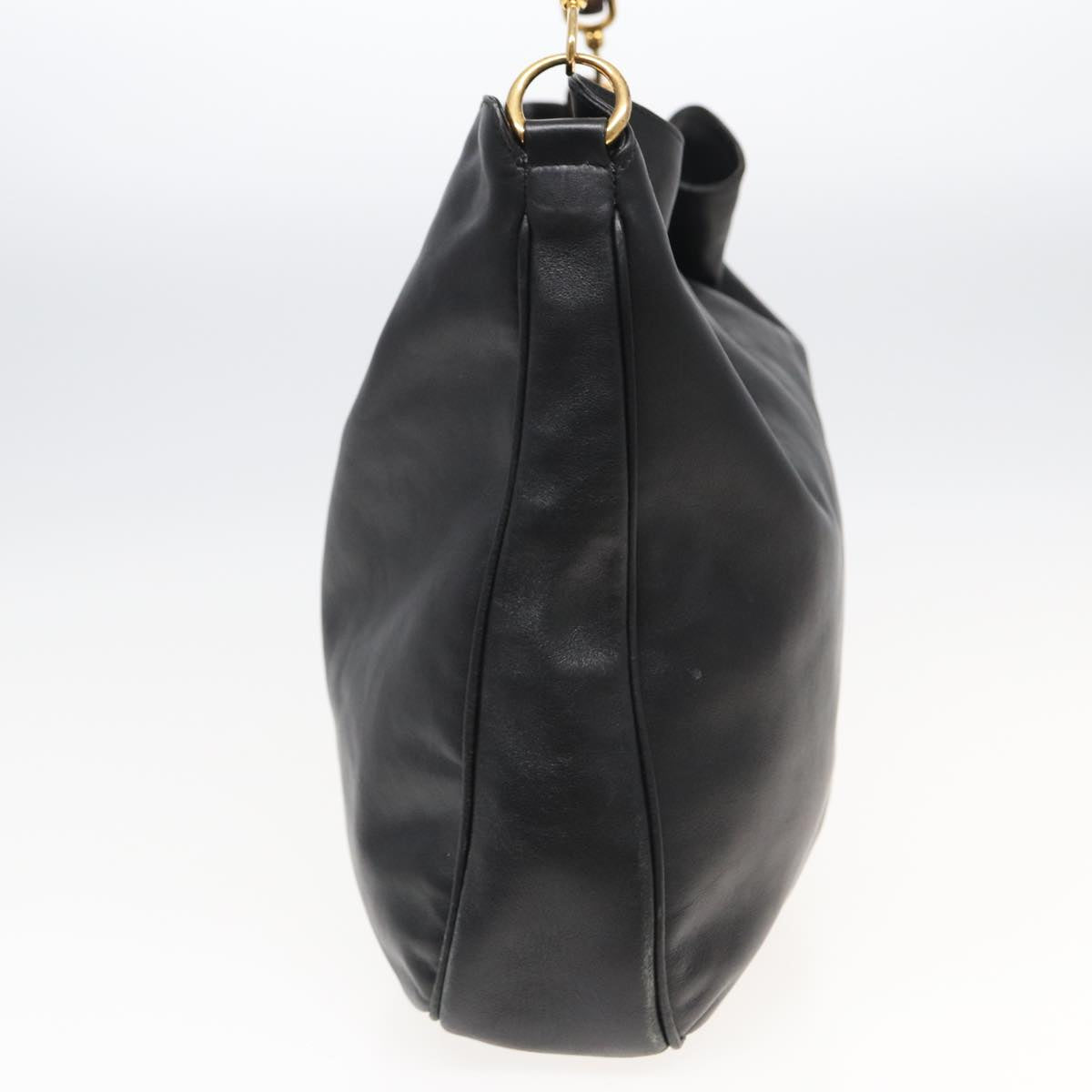 GUCCI Bamboo Hand Bag Leather Black 001 1577 bs15885