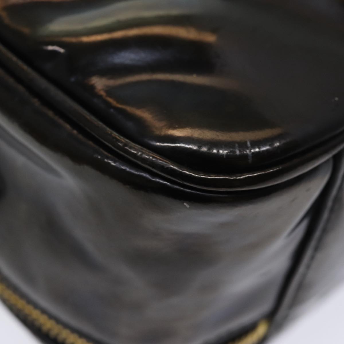CHANEL COCO Mark Vanity Cosmetic Pouch Enamel Black CC bs16068