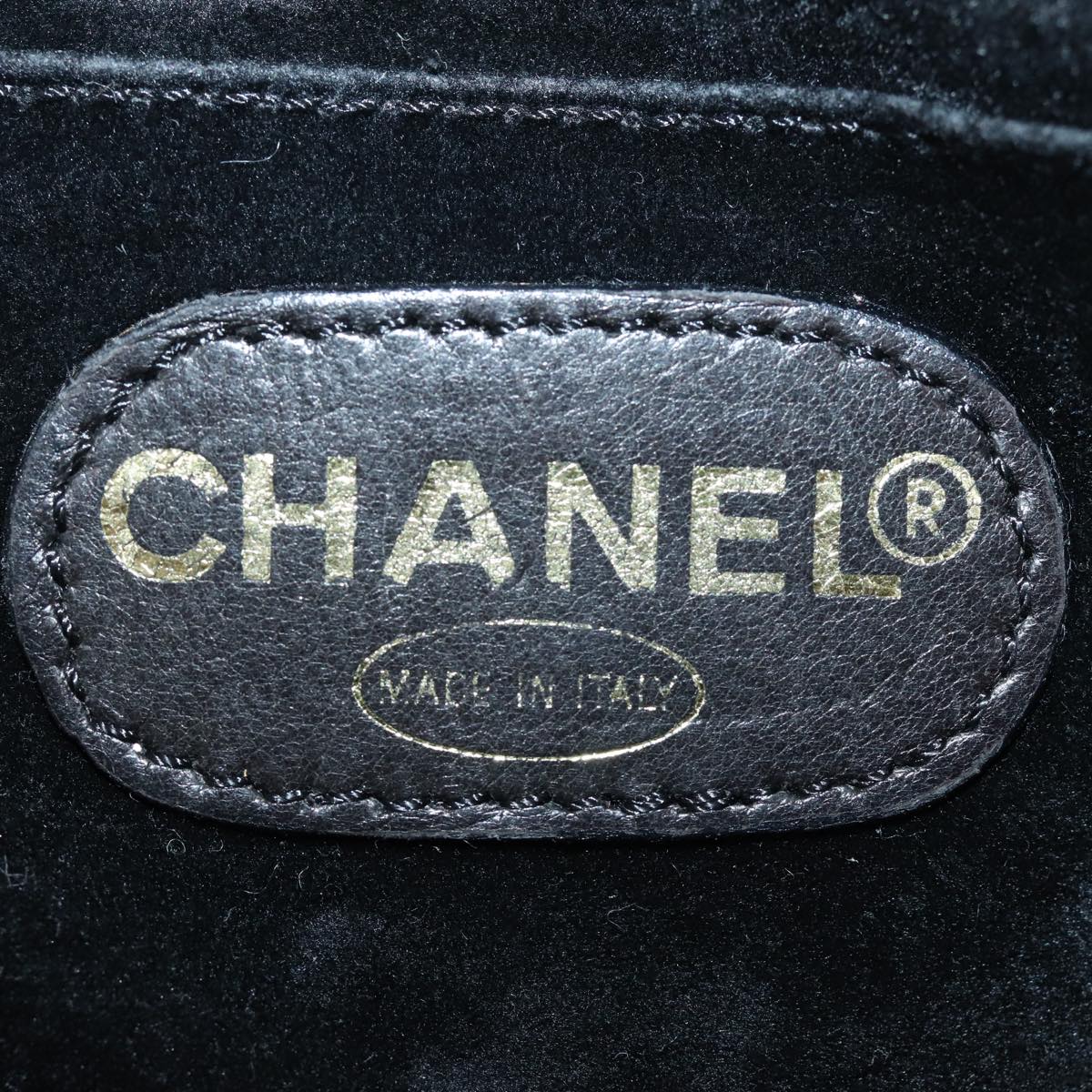 CHANEL COCO Mark Vanity Cosmetic Pouch Enamel Black CC bs16068