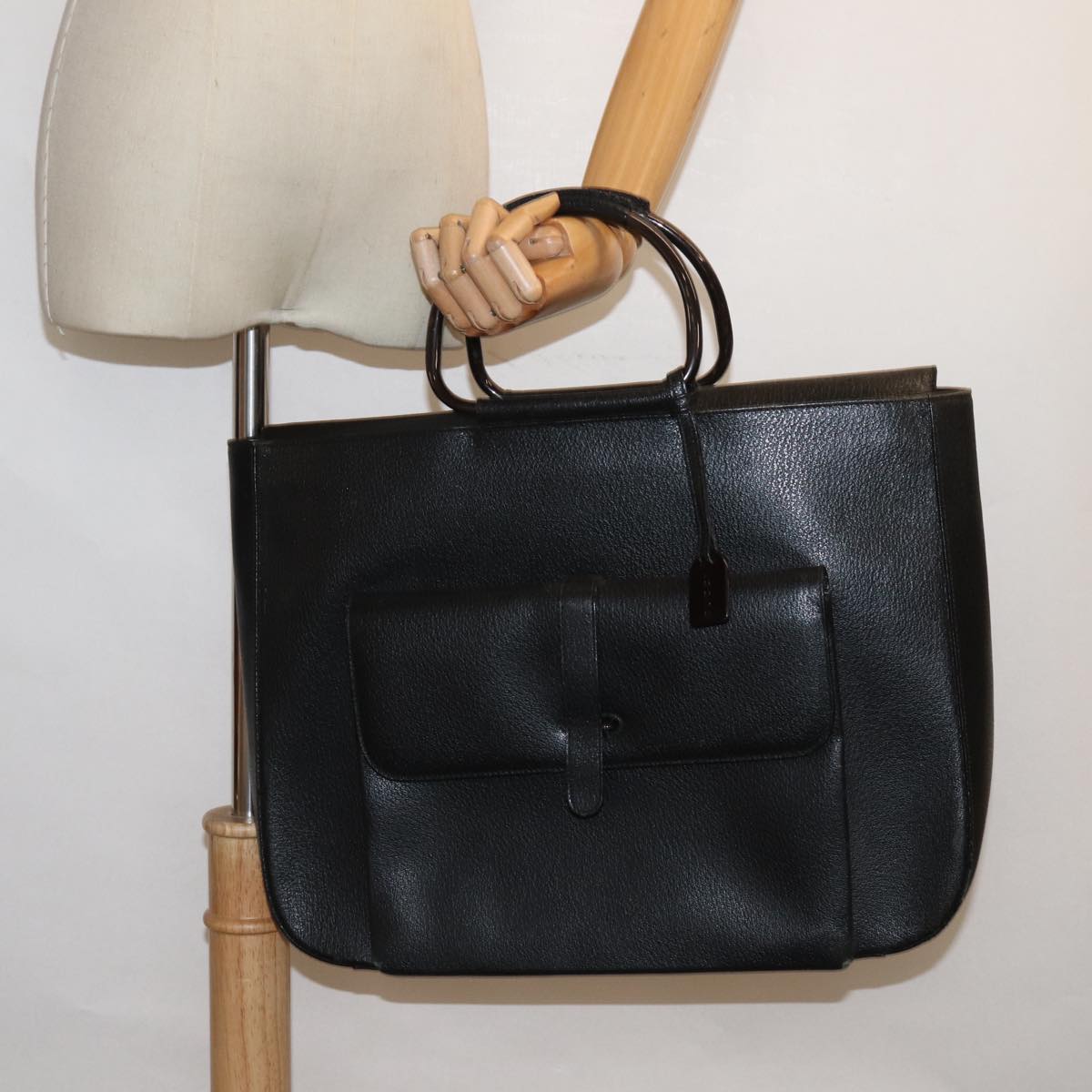 GUCCI Hand Bag Leather Black 002.3754.0459 bs16104