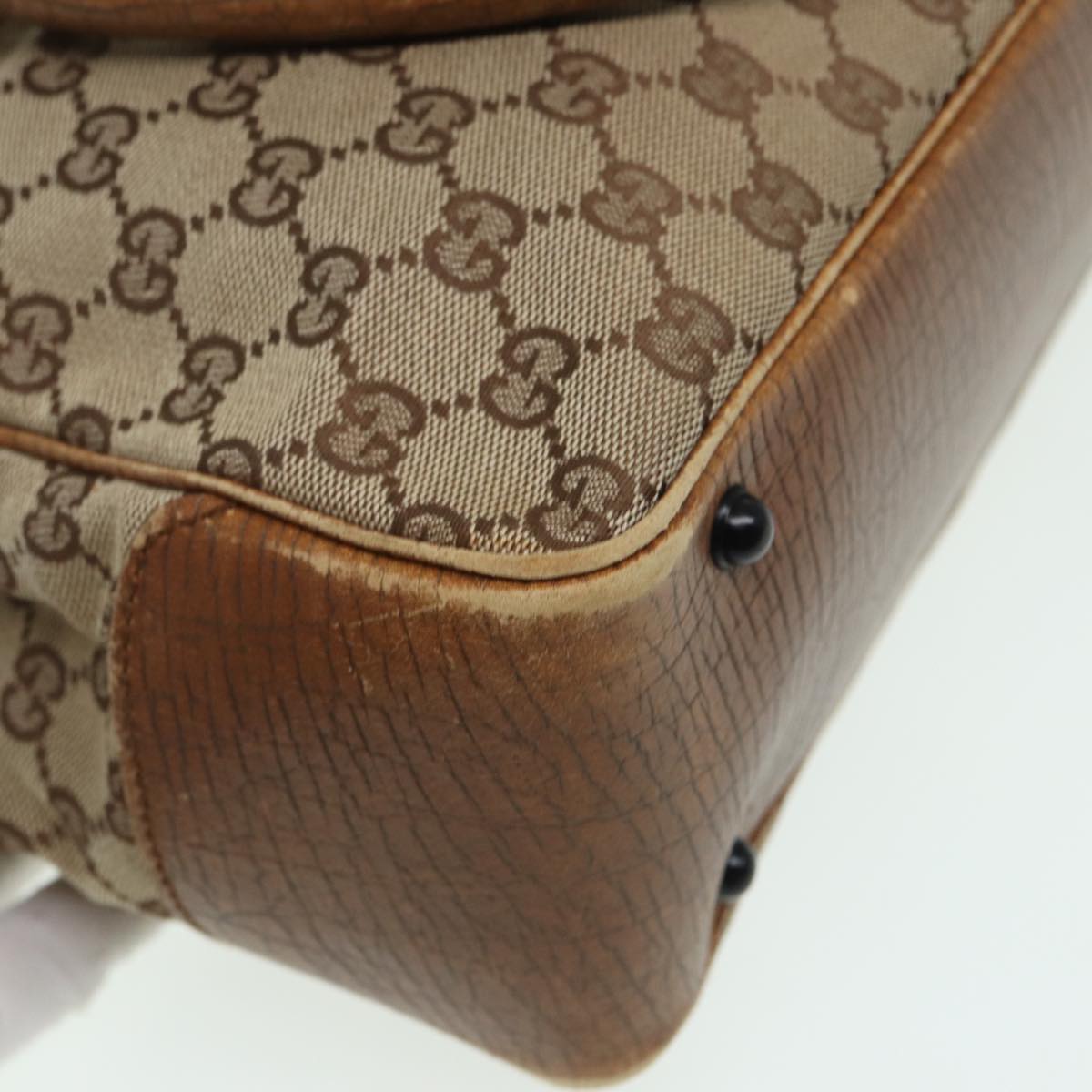 GUCCI Bamboo GG Canvas Hand Bag Beige 112526 bs16182