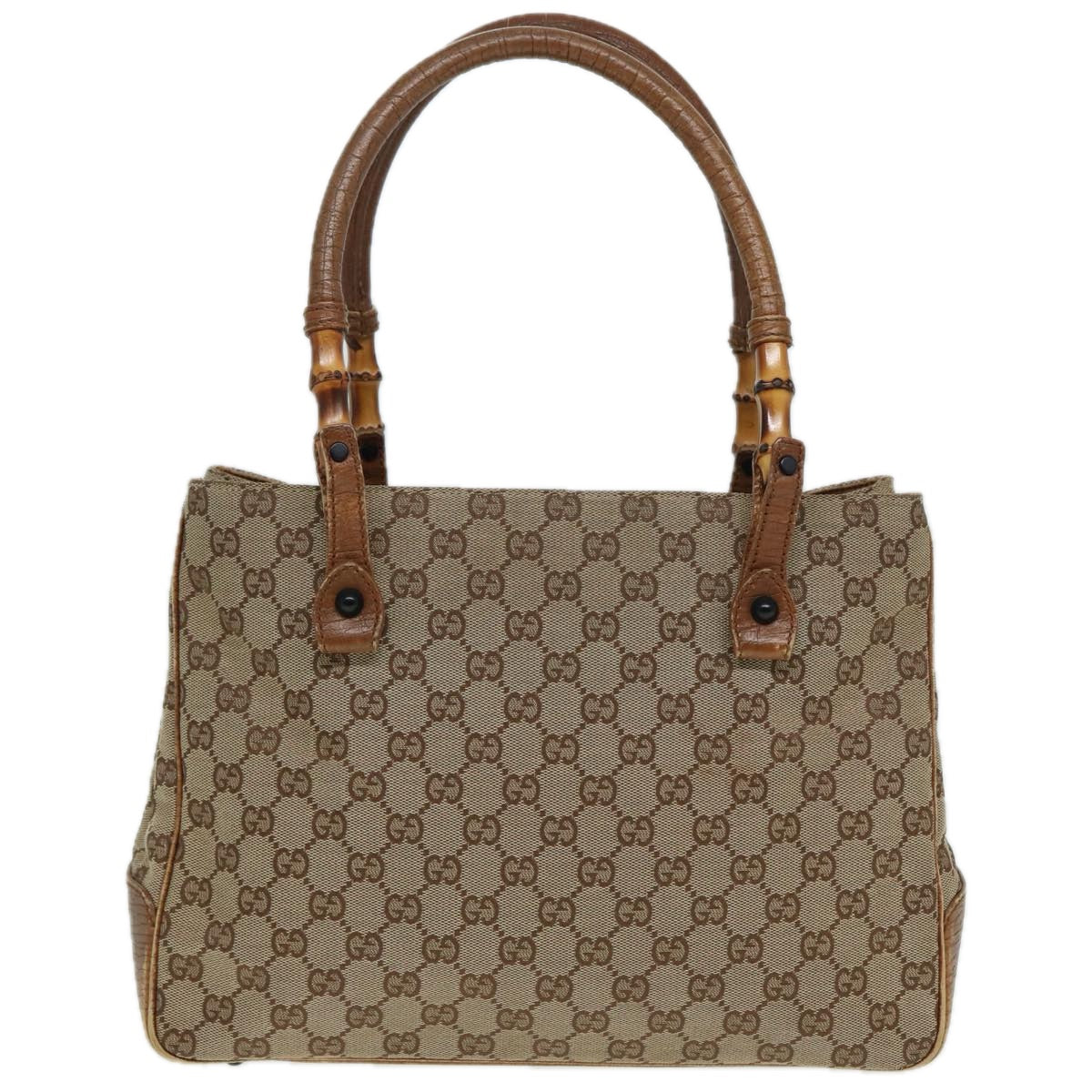 GUCCI Bamboo GG Canvas Hand Bag Beige 112526 bs16182
