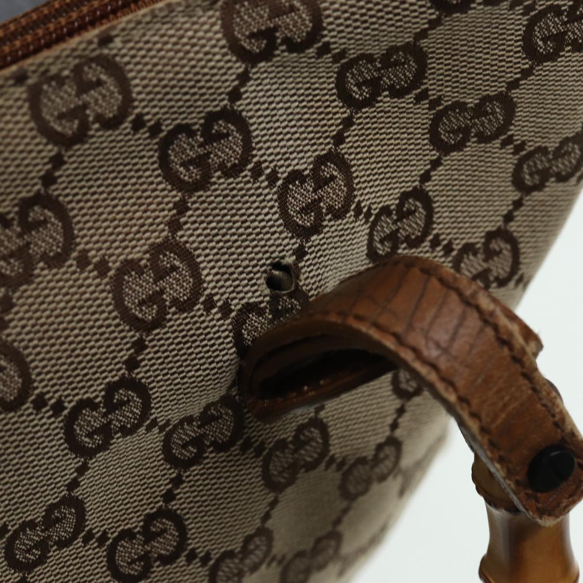 GUCCI Bamboo GG Canvas Hand Bag Beige 112526 bs16182