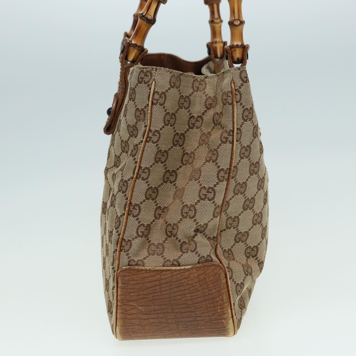 GUCCI Bamboo GG Canvas Hand Bag Beige 112526 bs16182