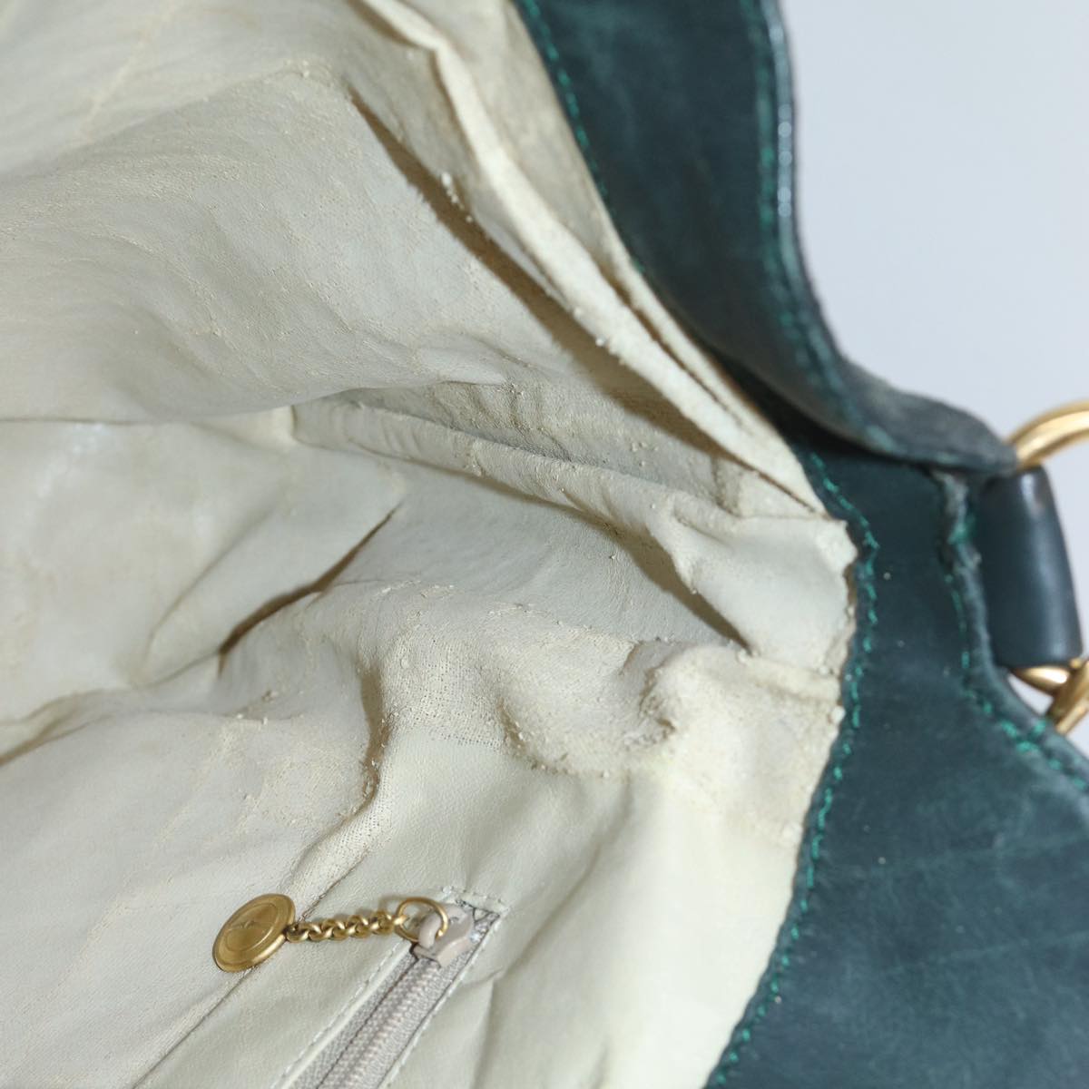 GUCCI Bamboo Hand Bag Suede Green bs16189