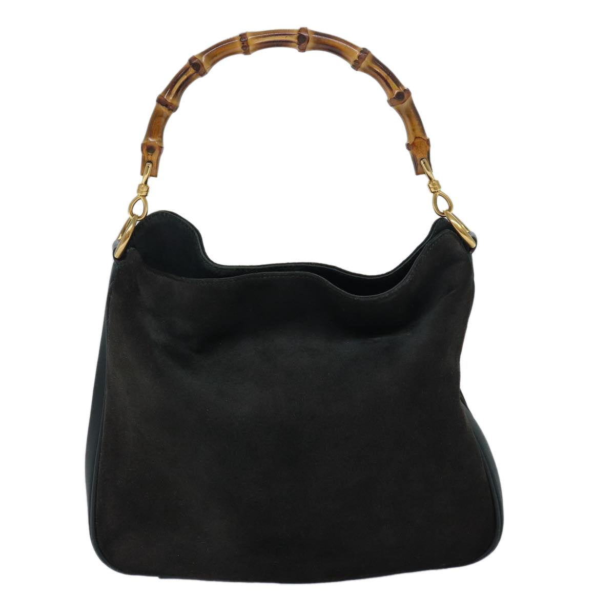 GUCCI Bamboo Hand Bag Suede Green bs16189