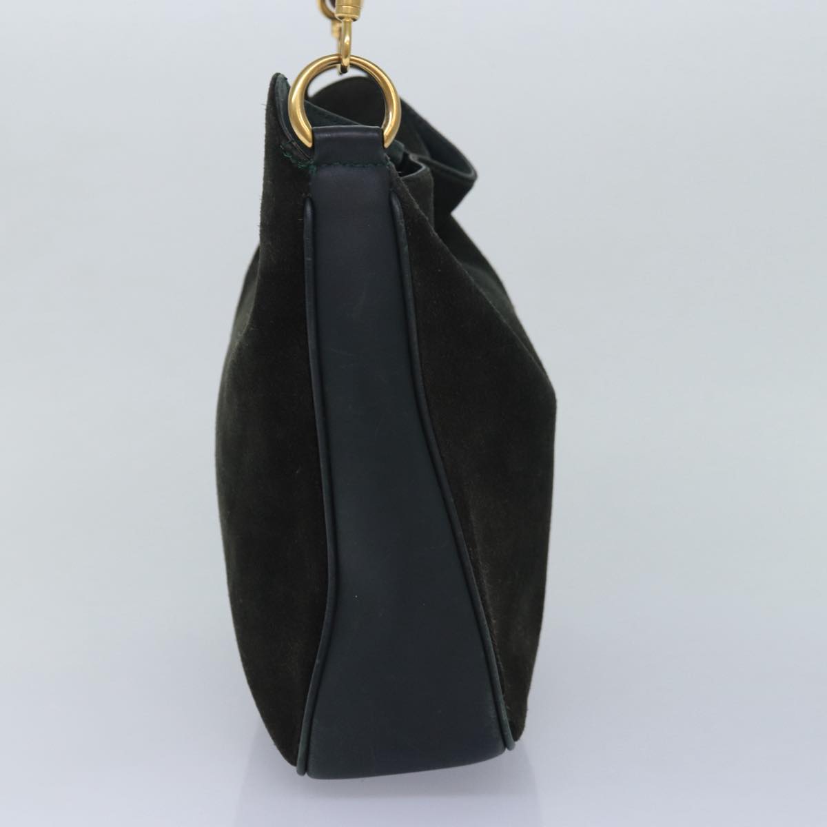 GUCCI Bamboo Hand Bag Suede Green bs16189