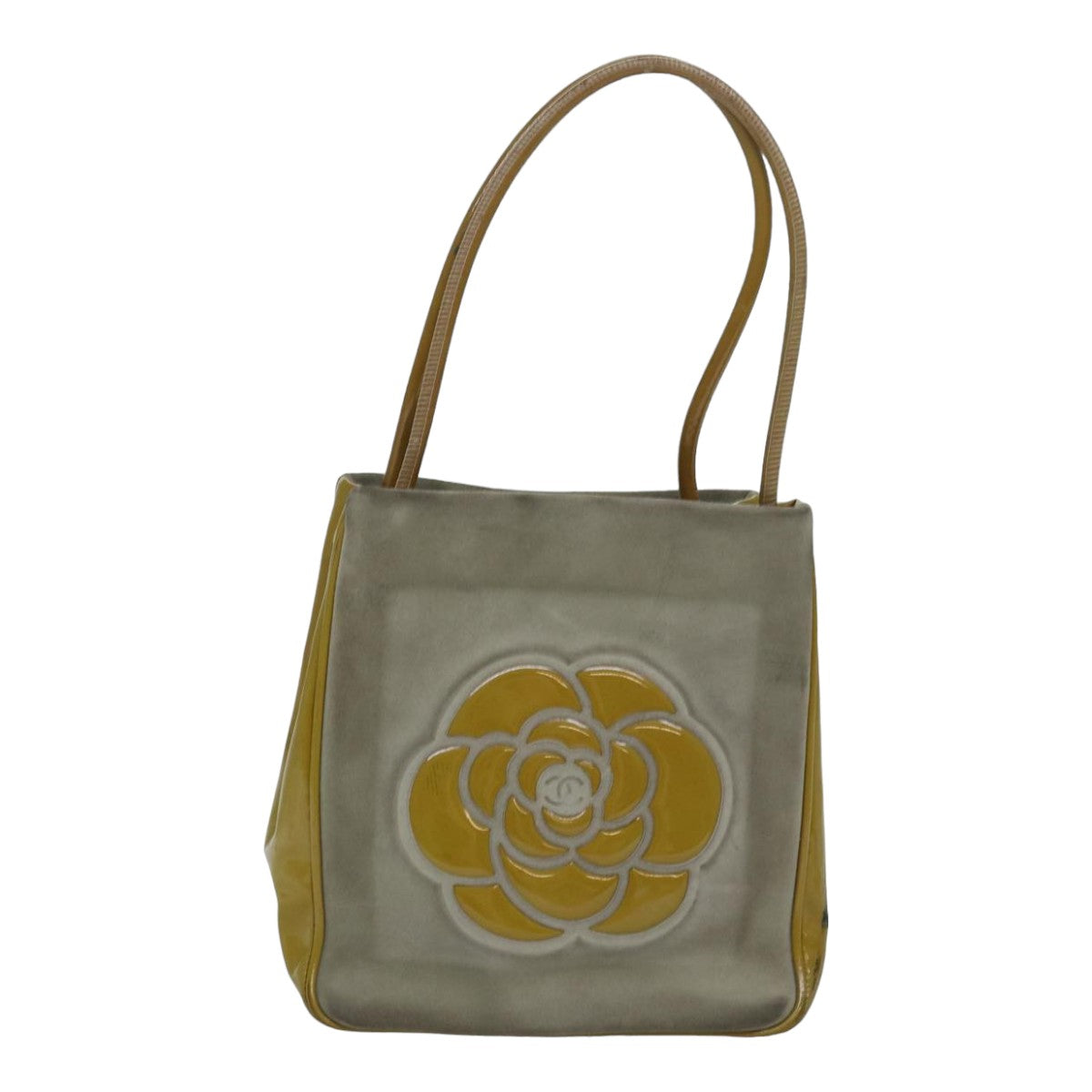 CHANEL Camelia Tote Bag Suede Yellow CC bs16253