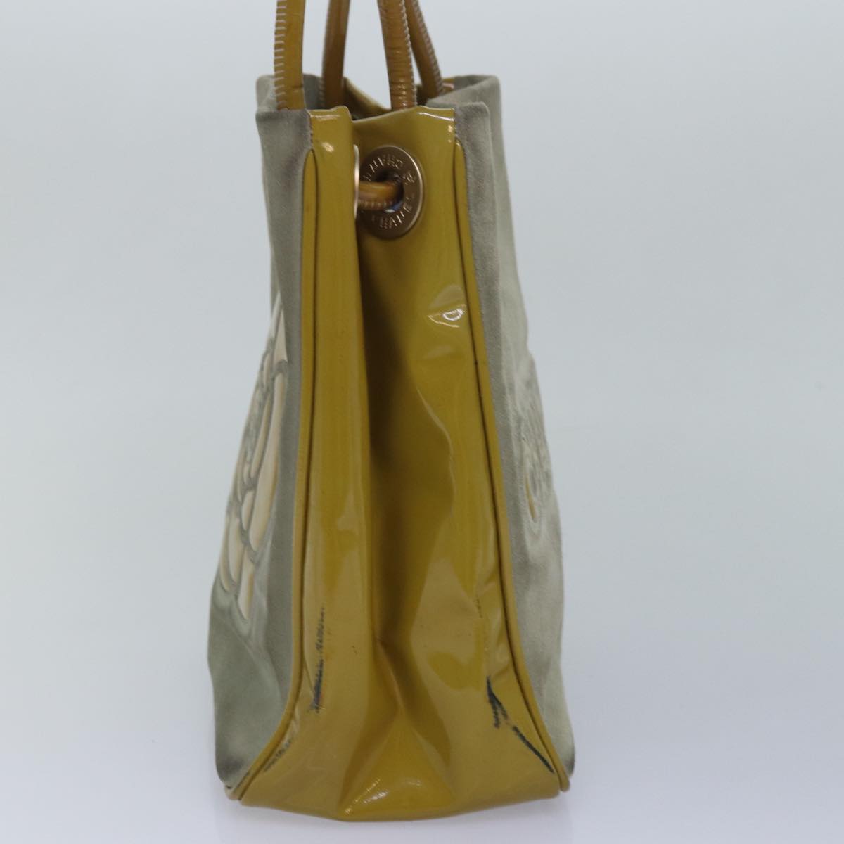 CHANEL Camelia Tote Bag Suede Yellow CC bs16253