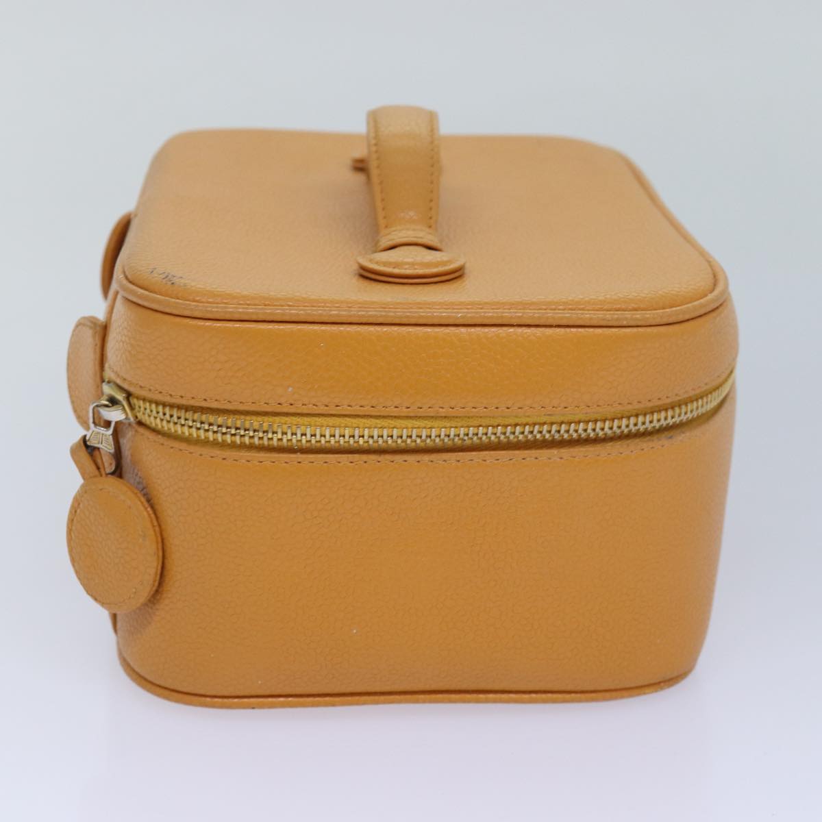 CHANEL Vanity COCO Mark Hand Bag Caviar Skin Orange CC bs16279
