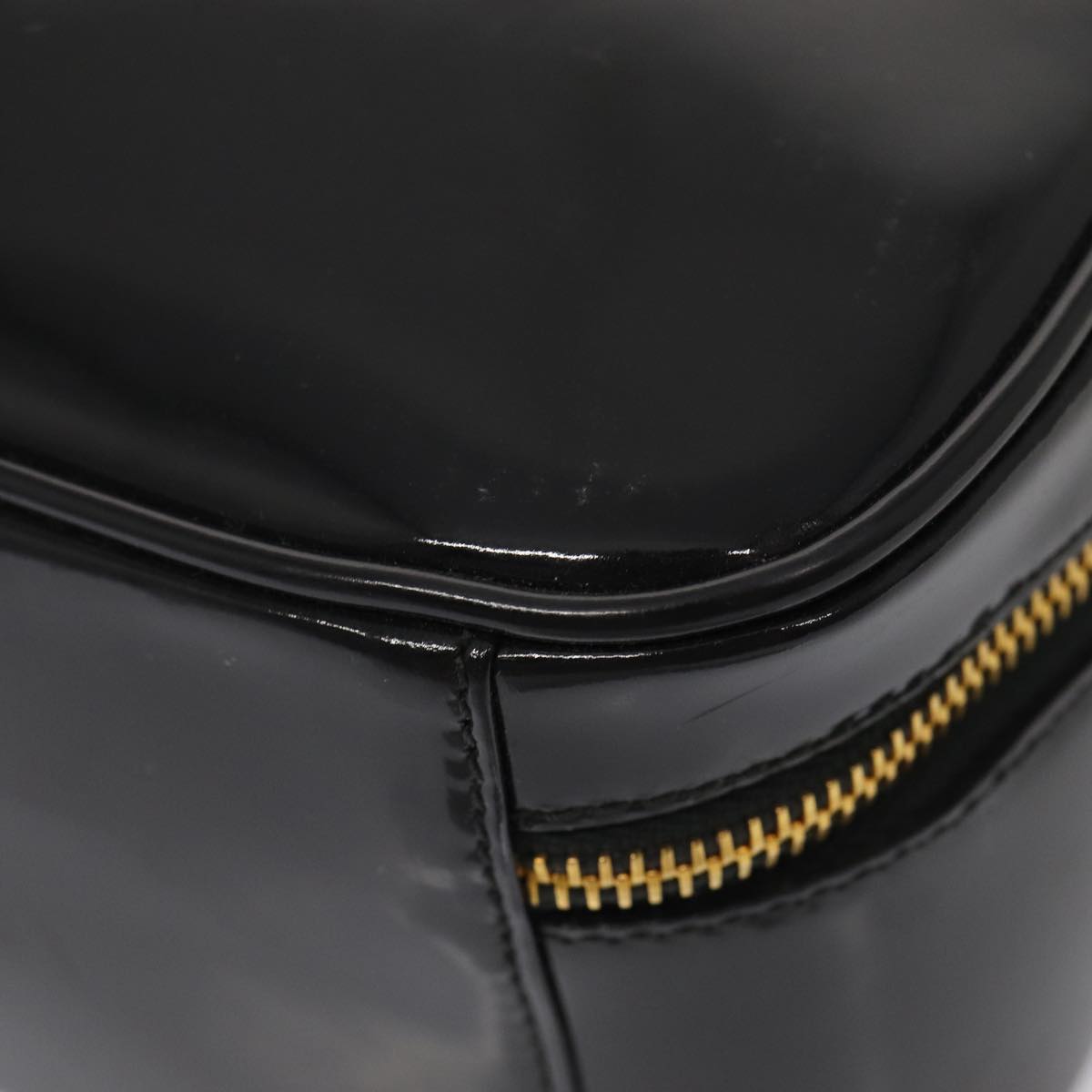 GUCCI Bamboo Vanity Shoulder Bag Enamel 2way Black 000 2040 0323 bs16407