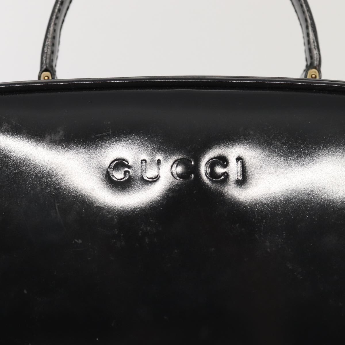 GUCCI Bamboo Vanity Shoulder Bag Enamel 2way Black 000 2040 0323 bs16407