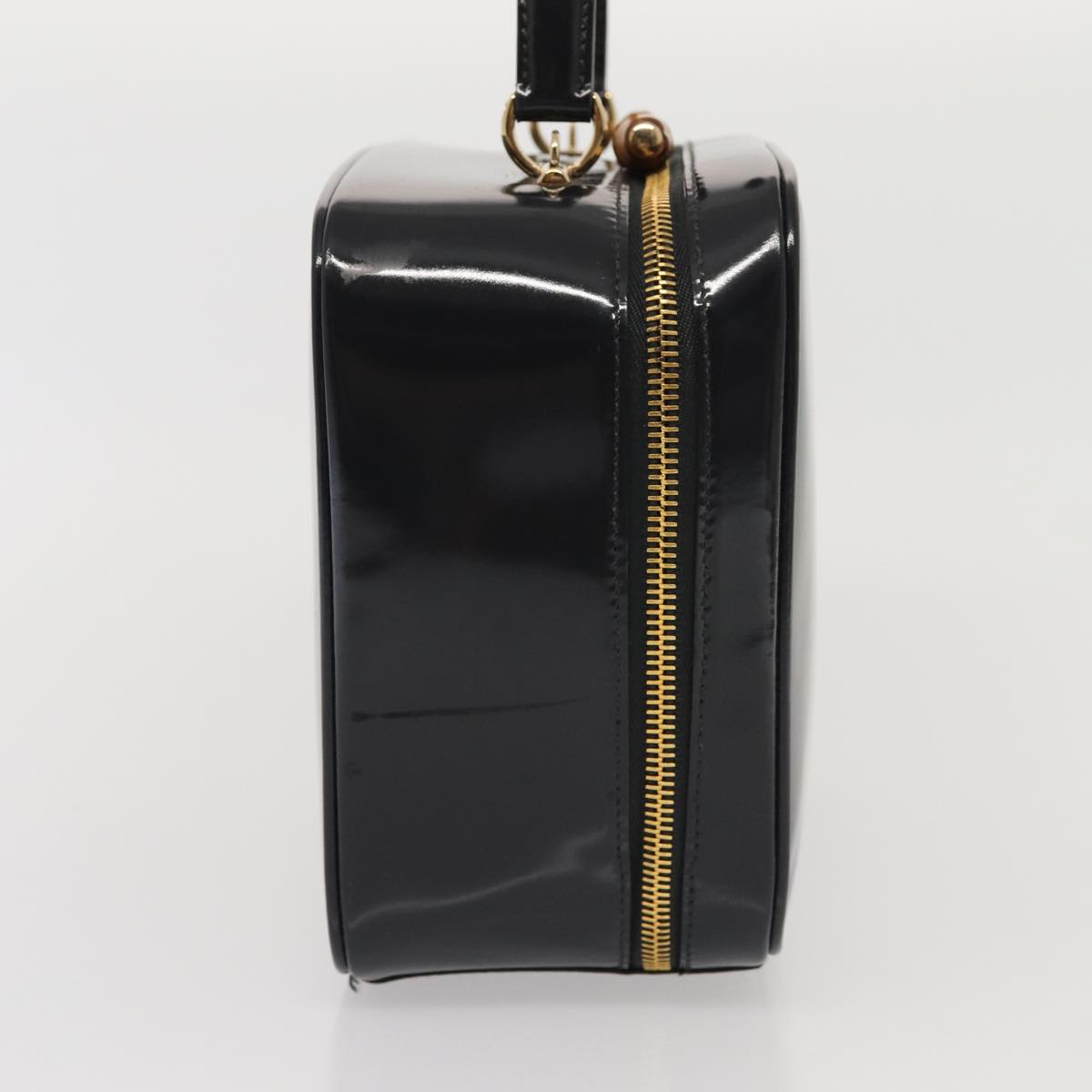 GUCCI Bamboo Vanity Shoulder Bag Enamel 2way Black 000 2040 0323 bs16407