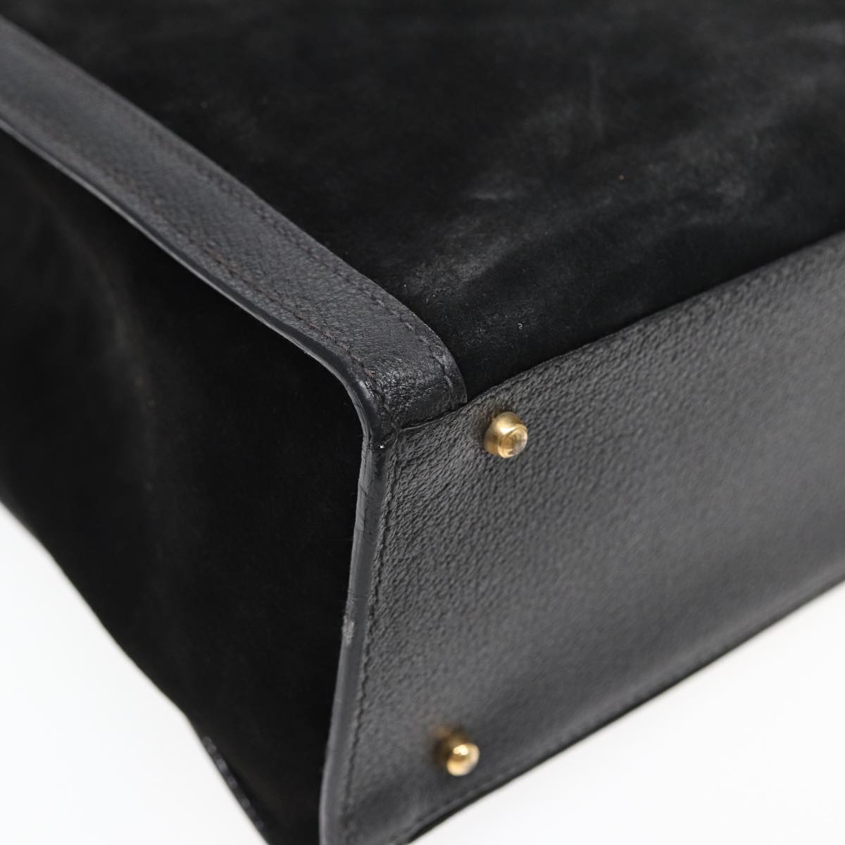 GUCCI Bamboo Hand Bag Suede Black 002 123 0260 bs16481