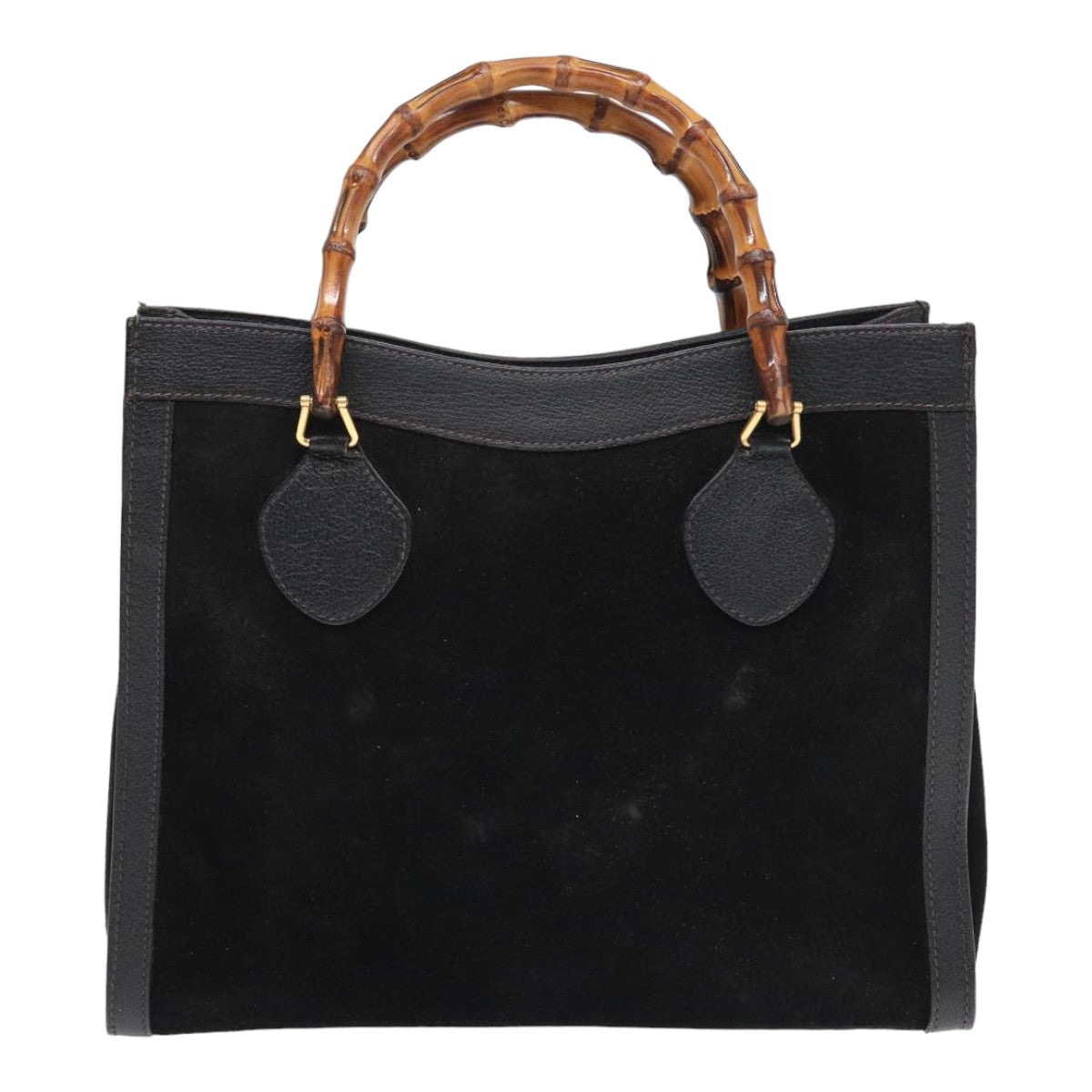 GUCCI Bamboo Hand Bag Suede Black 002 123 0260 bs16481