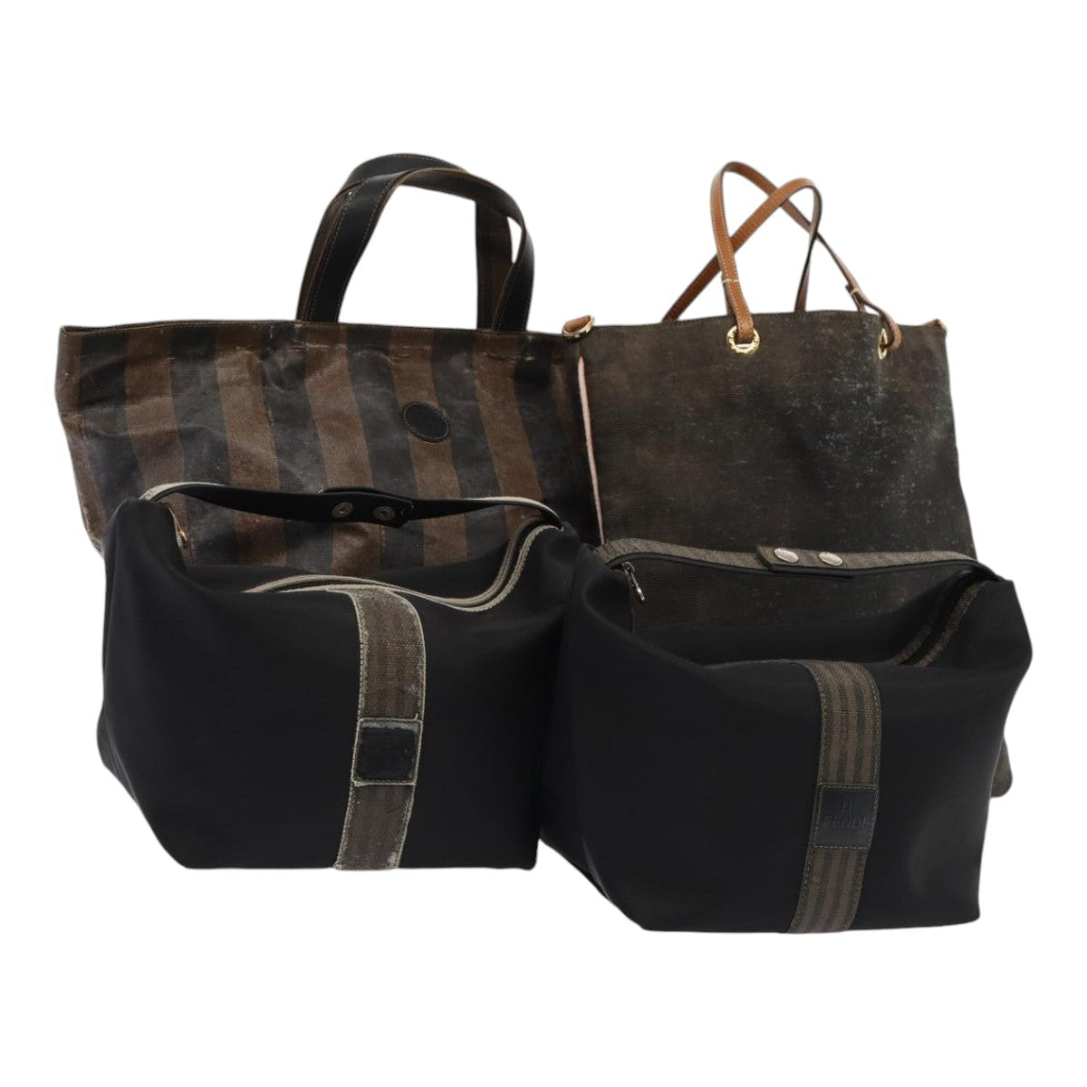 FENDI Pecan Canvas Hand Bag Canvas 4Set Black Brown bs16504