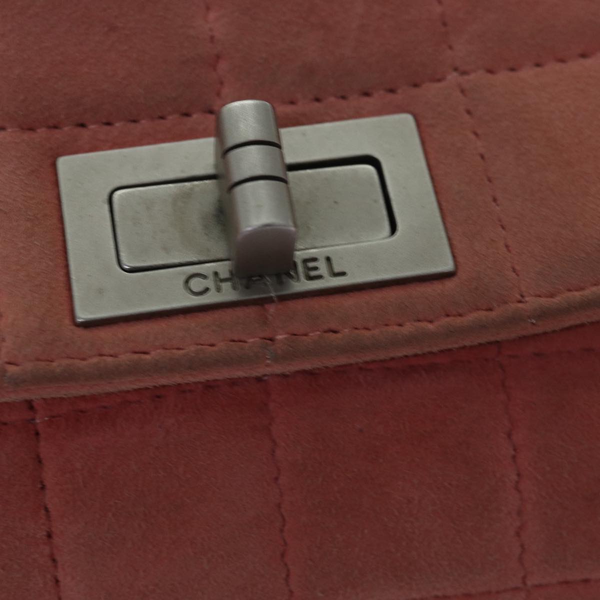 CHANEL Choco Bar Chain Hand Bag Suede Orange CC bs16570