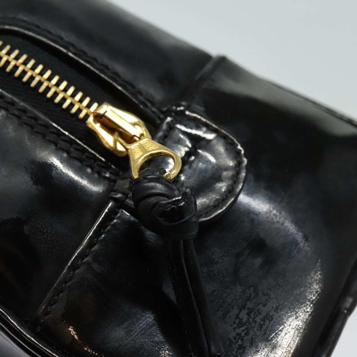 CHANEL COCO Mark Vanity Cosmetic Pouch Enamel Black Gold CC bs16594