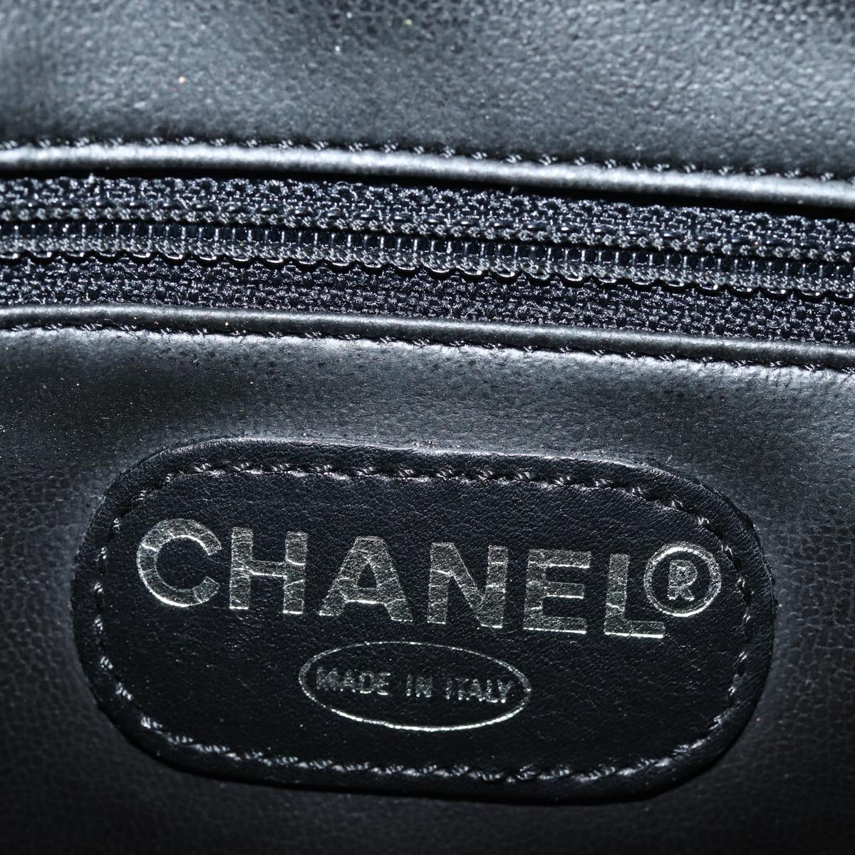 CHANEL COCO Mark Vanity Cosmetic Pouch Enamel Black Gold CC bs16594