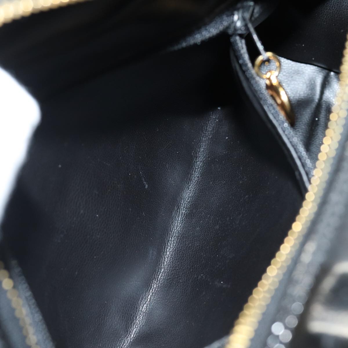 CHANEL COCO Mark Vanity Cosmetic Pouch Enamel Black Gold CC bs16594