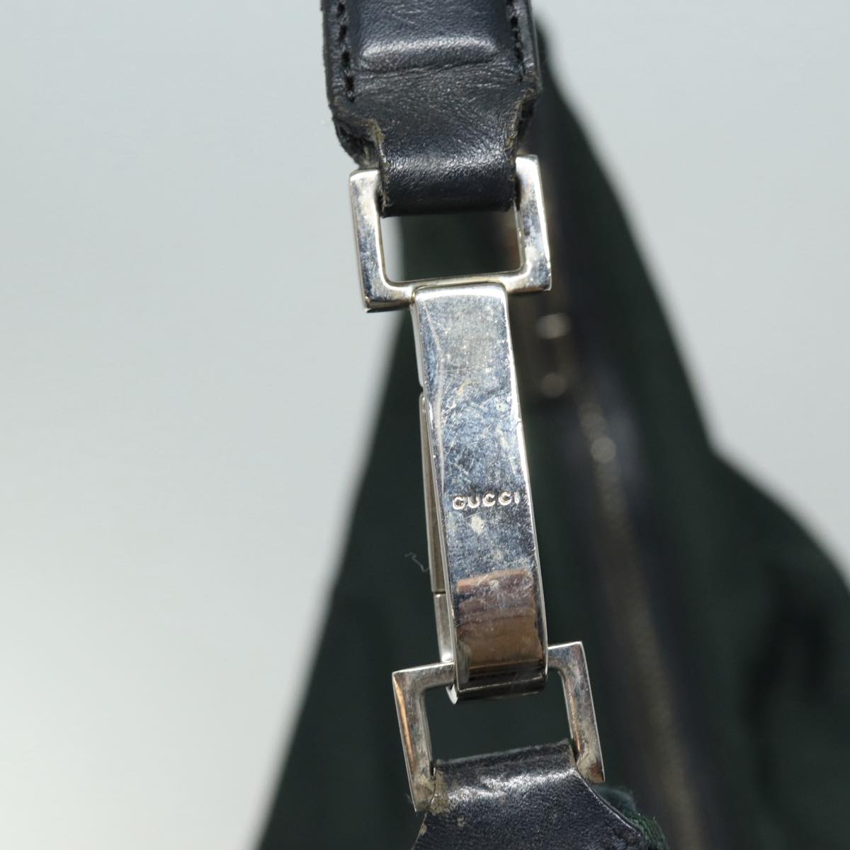 GUCCI Shoulder Bag Nylon Khaki Silver 001 1955 bs16720