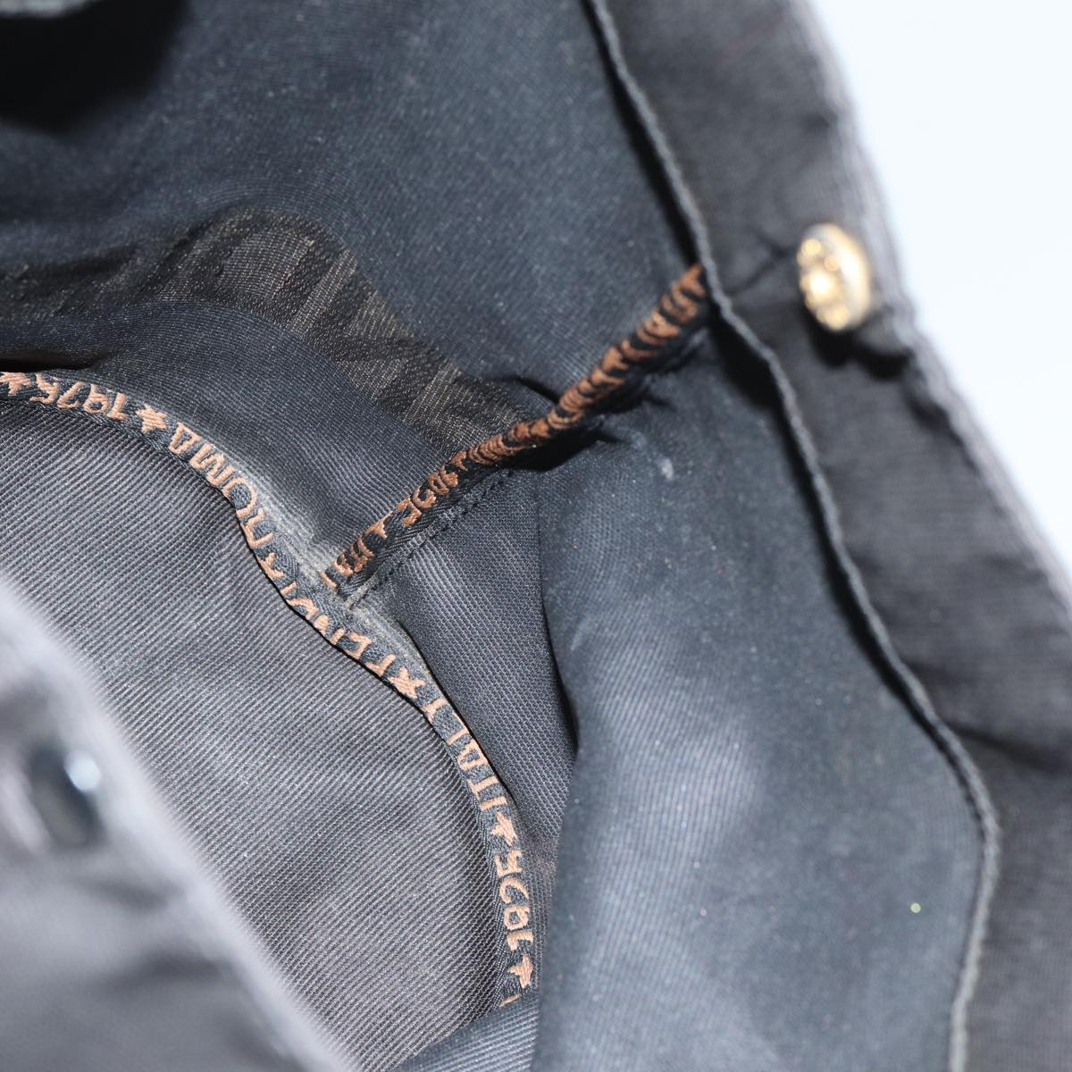 FENDI Hand Bag Nylon Black Gold bs16741