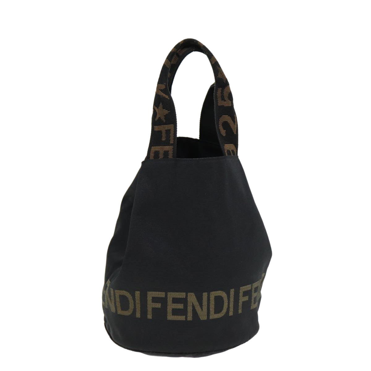 FENDI Hand Bag Nylon Black Gold bs16741