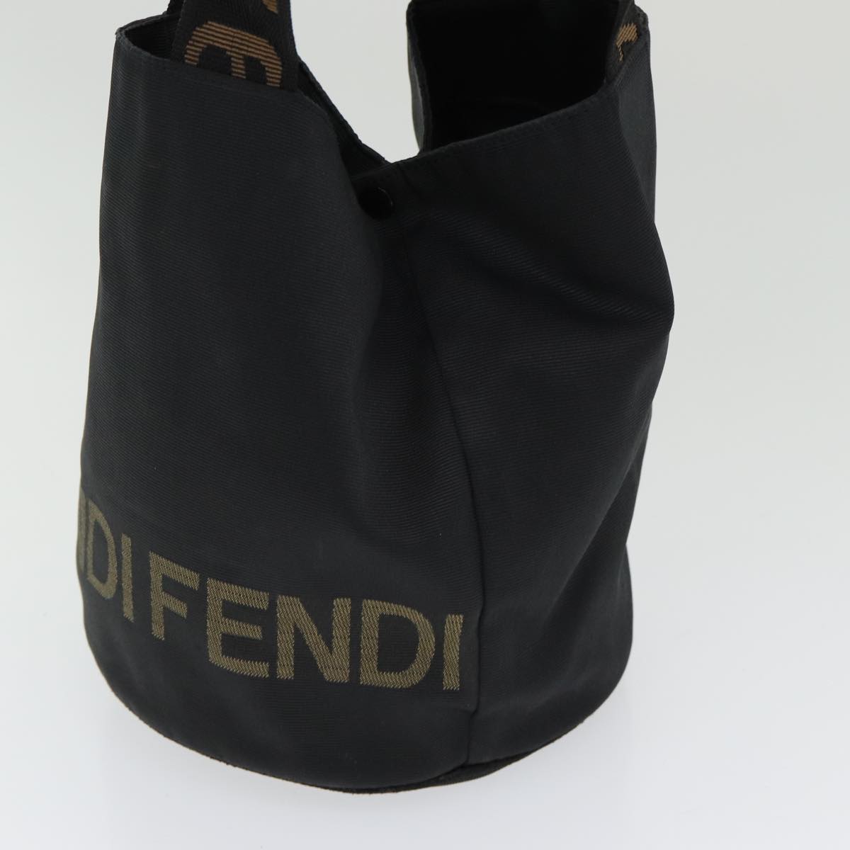 FENDI Hand Bag Nylon Black Gold bs16741