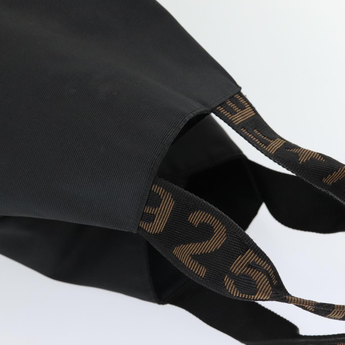 FENDI Hand Bag Nylon Black Gold bs16741
