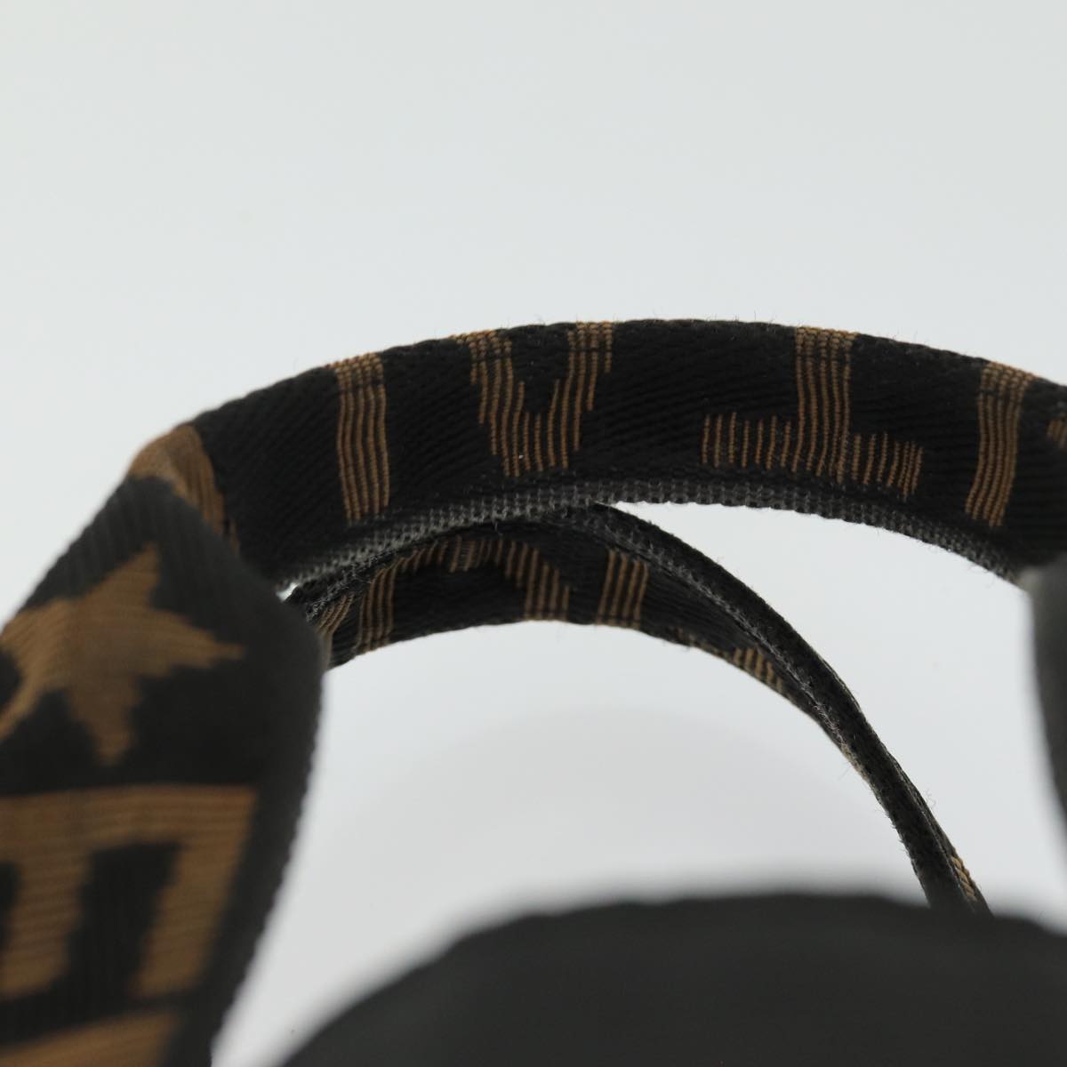 FENDI Hand Bag Nylon Black Gold bs16741