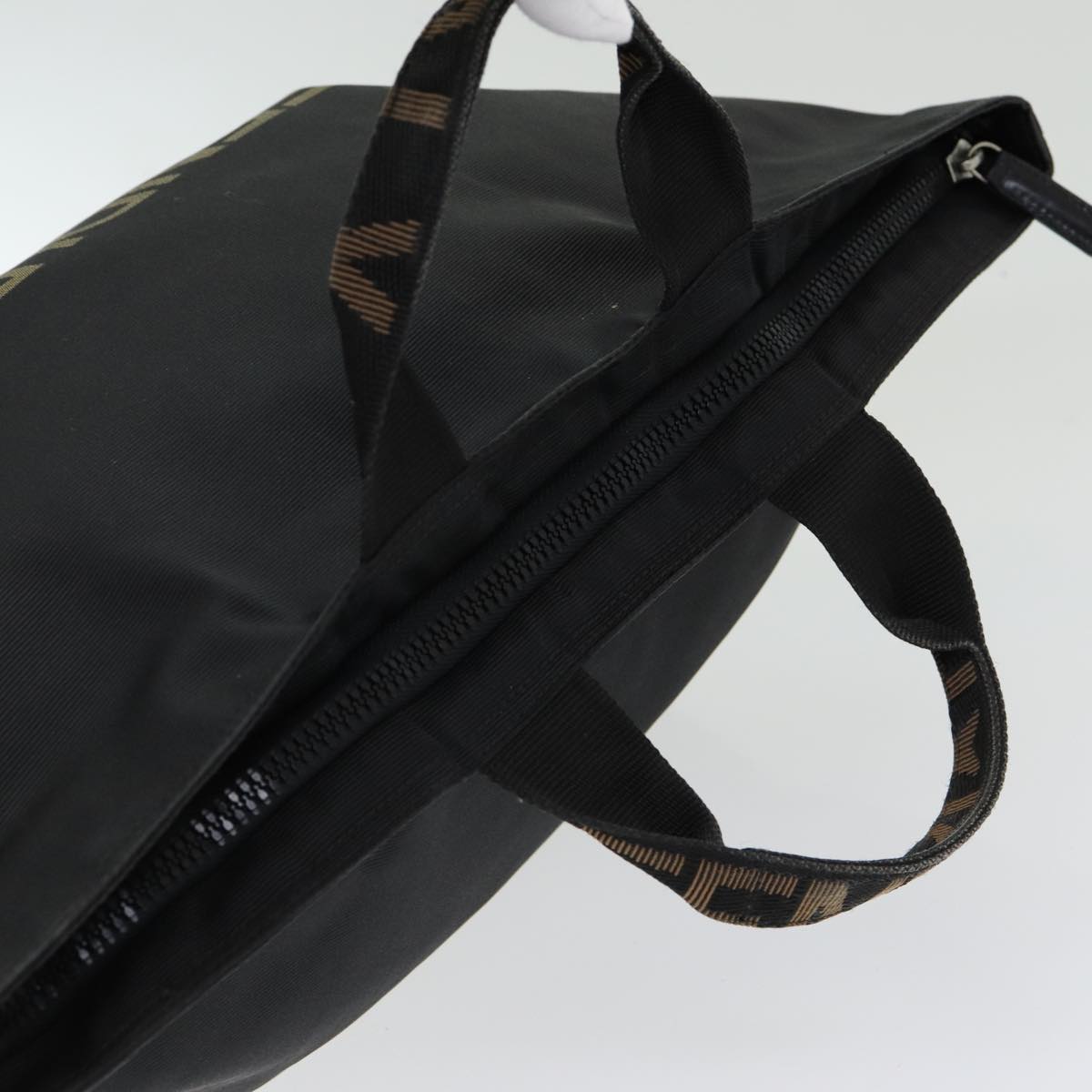 FENDI Hand Bag Nylon Black Silver bs16743