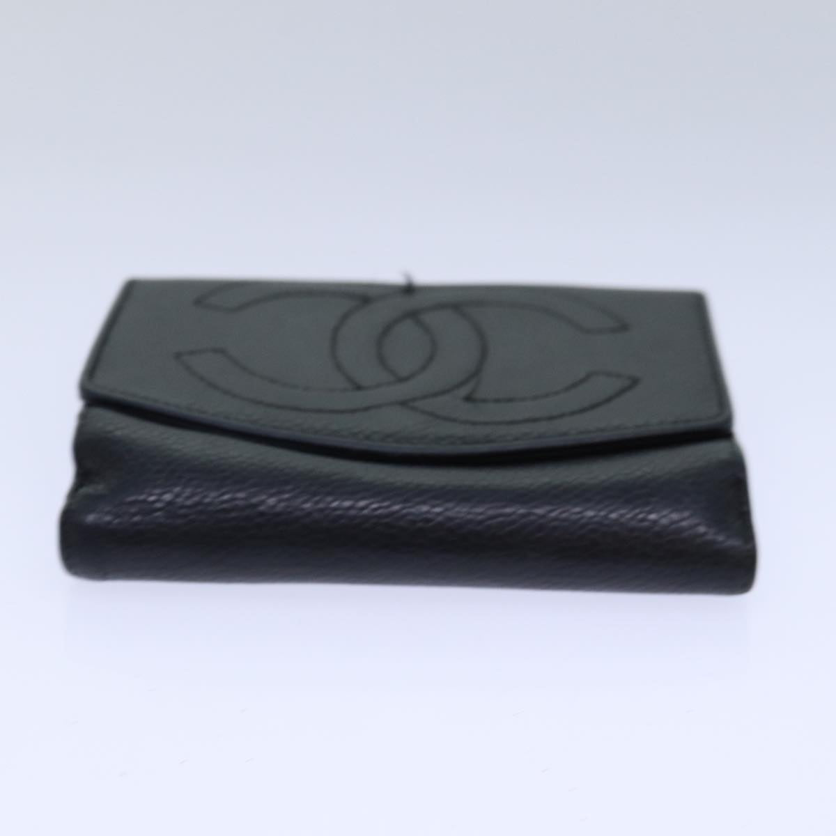 CHANEL COCO Mark Wallet Caviar Skin Black Gold CC bs16751
