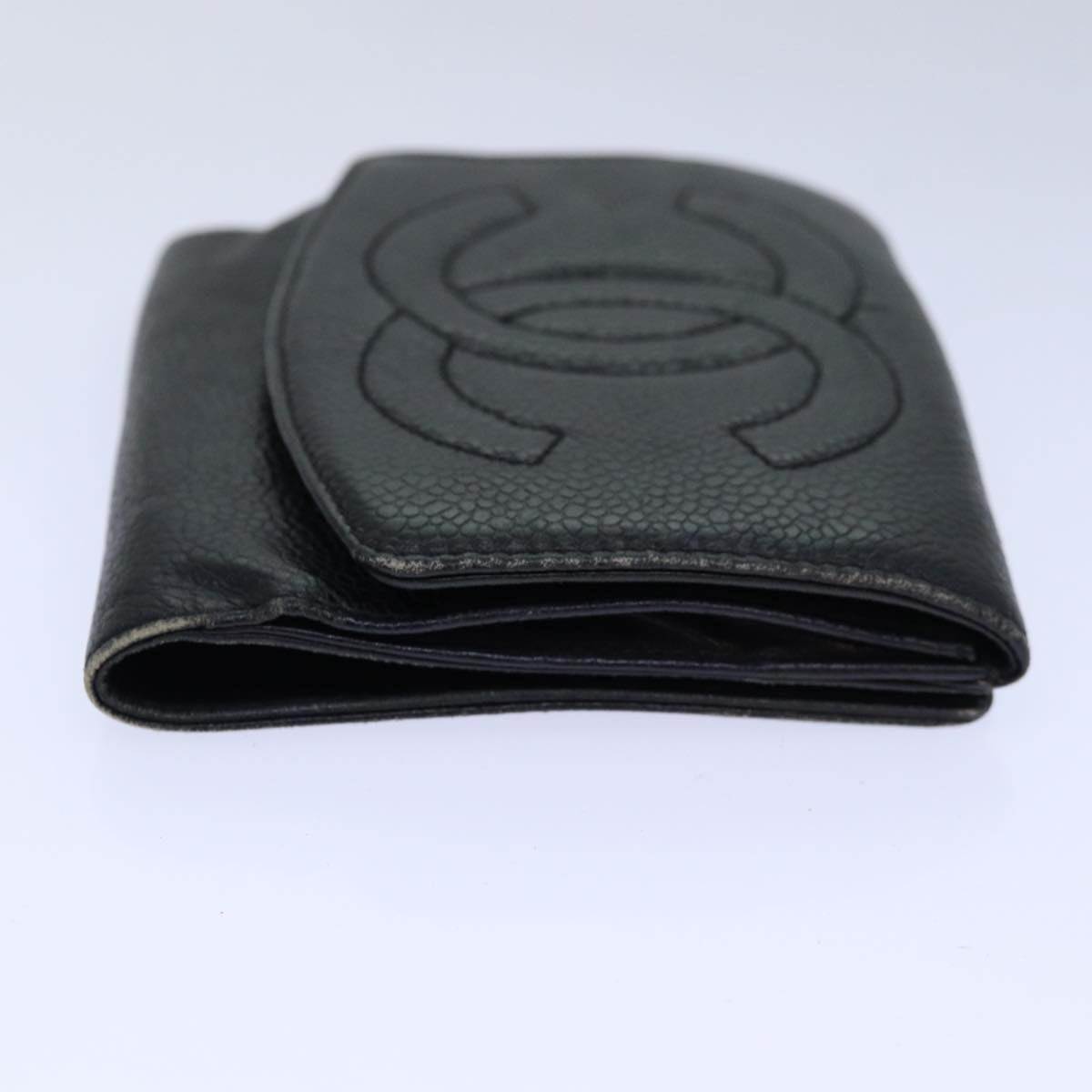 CHANEL COCO Mark Wallet Caviar Skin Black Gold CC bs16752