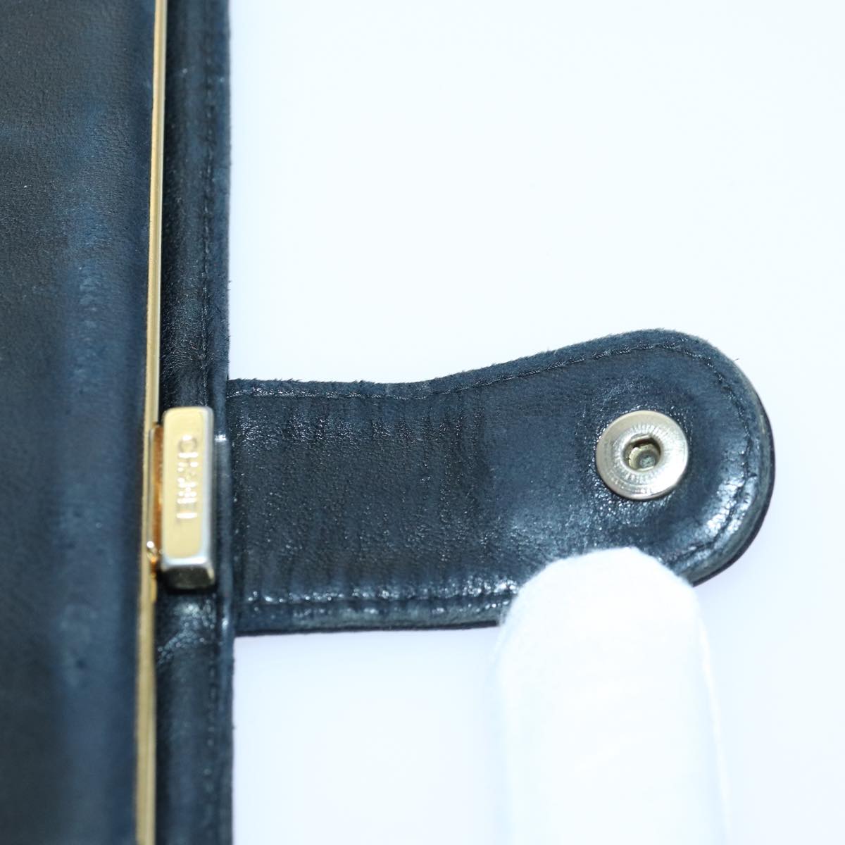CHANEL COCO Mark Wallet Caviar Skin Black Gold CC bs16761