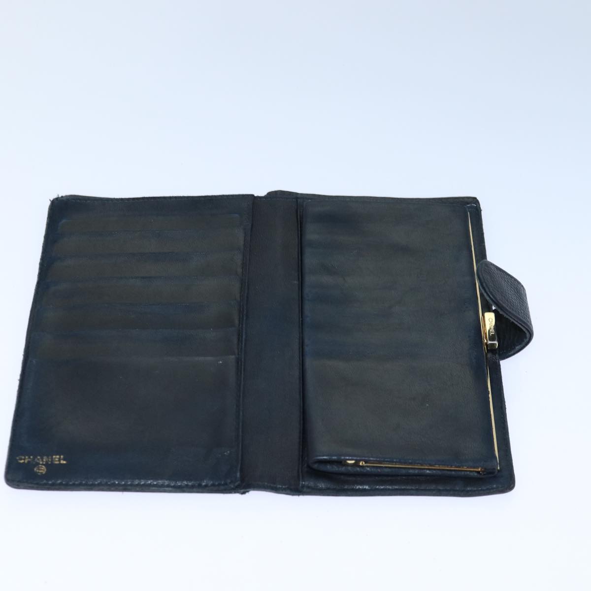 CHANEL COCO Mark Wallet Caviar Skin Black Gold CC bs16761