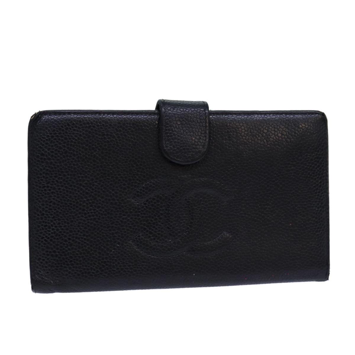 CHANEL COCO Mark Wallet Caviar Skin Black Gold CC bs16761