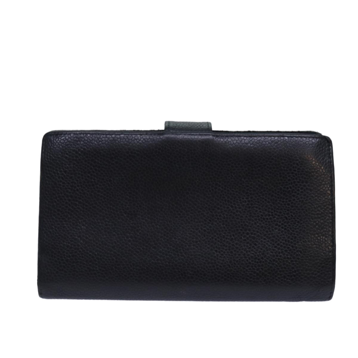 CHANEL COCO Mark Wallet Caviar Skin Black Gold CC bs16761