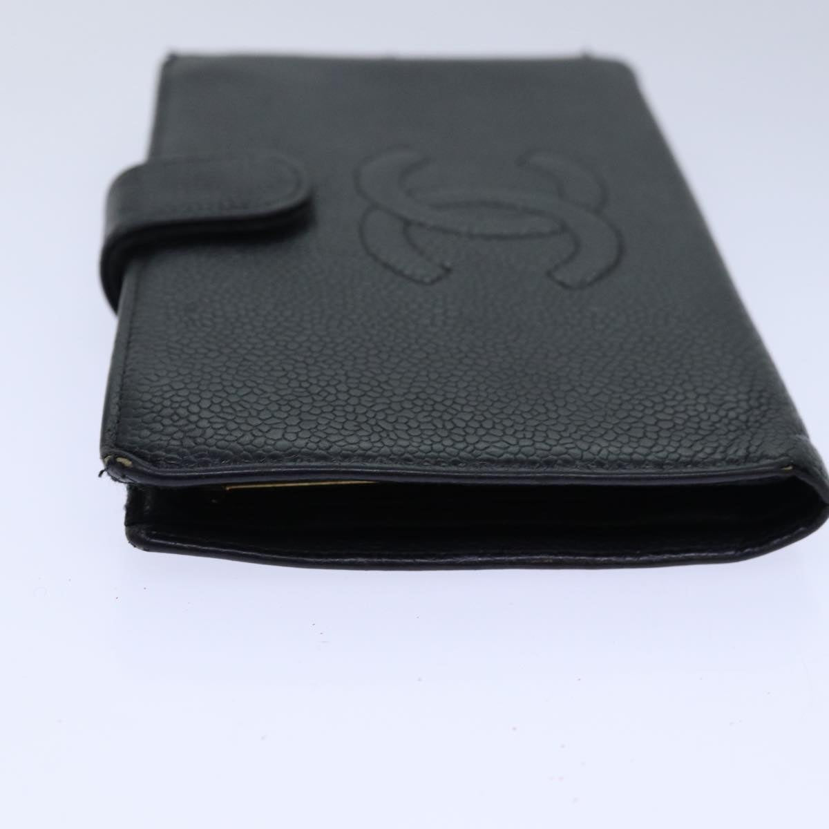 CHANEL COCO Mark Wallet Caviar Skin Black Gold CC bs16761