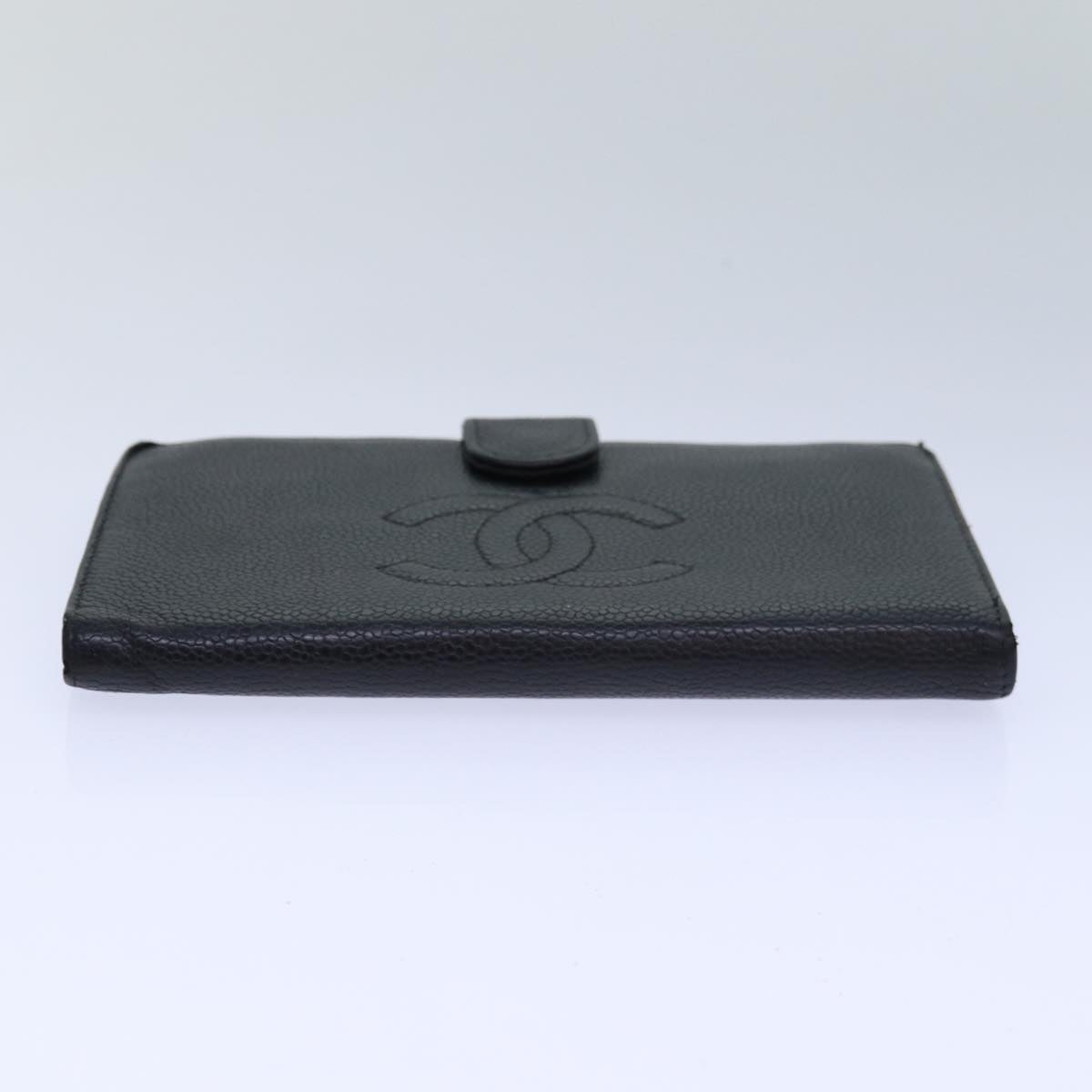 CHANEL COCO Mark Wallet Caviar Skin Black Gold CC bs16761