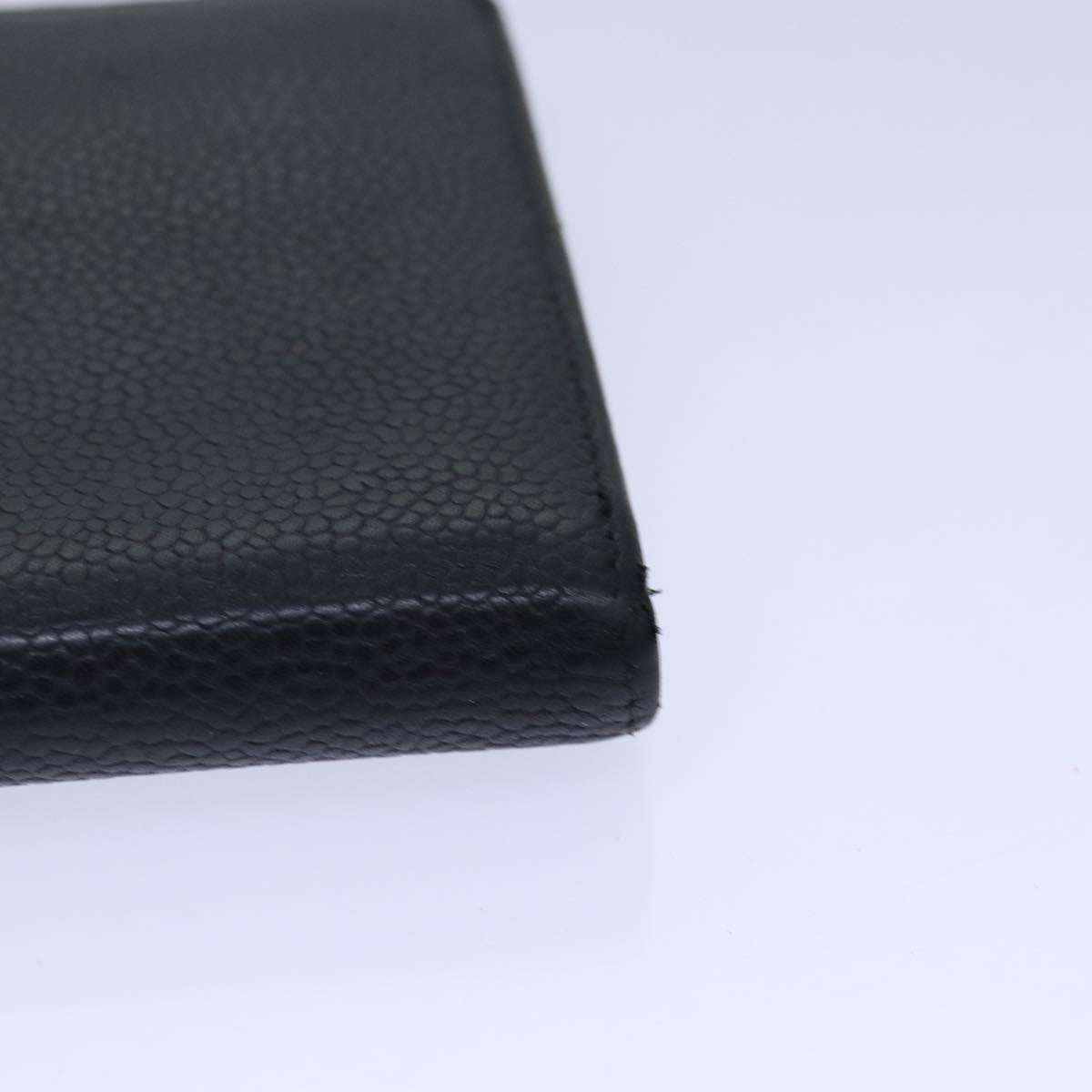 CHANEL COCO Mark Wallet Caviar Skin Black Gold CC bs16761