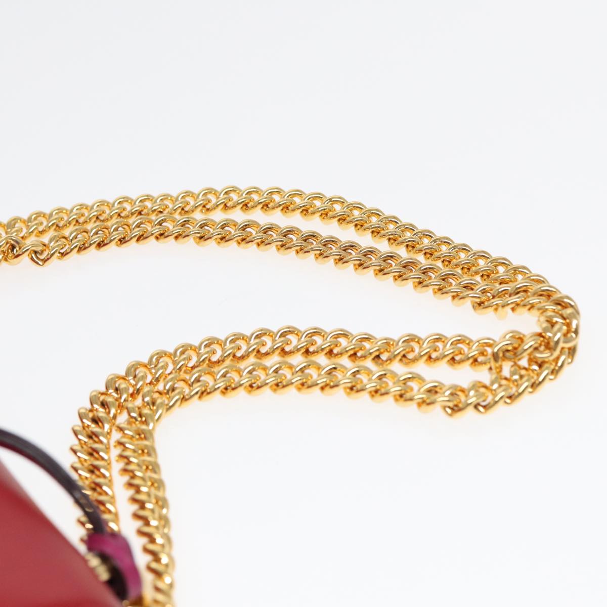 GUCCI Padlock Chain Shoulder Bag Leather Red Pink bs16789