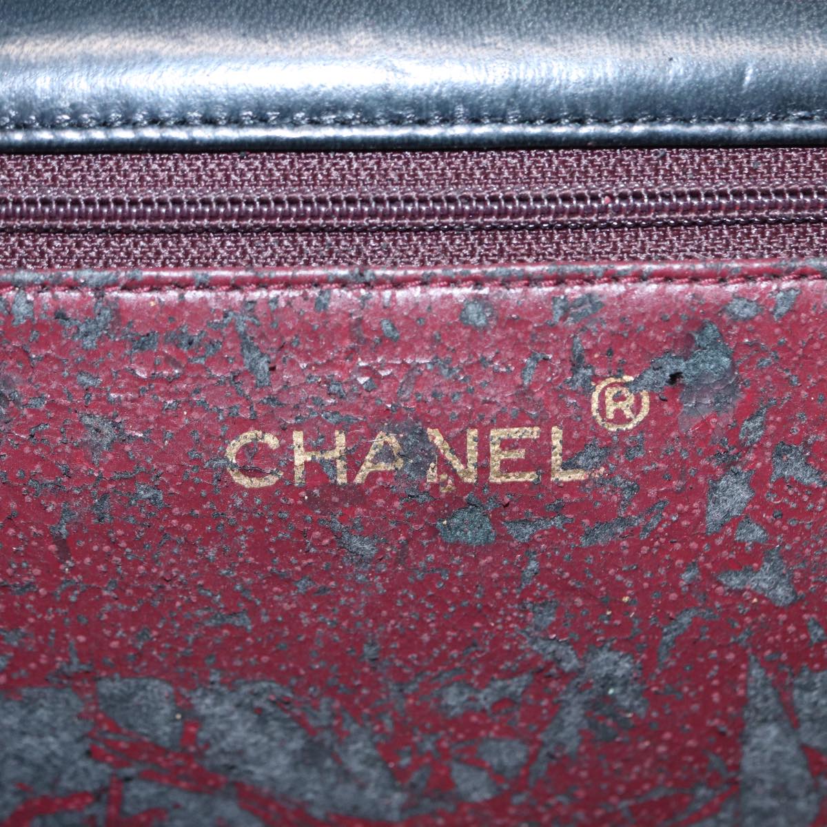 CHANEL Matelasse Chain Shoulder Bag Lamb Skin Black Gold CC bs16822