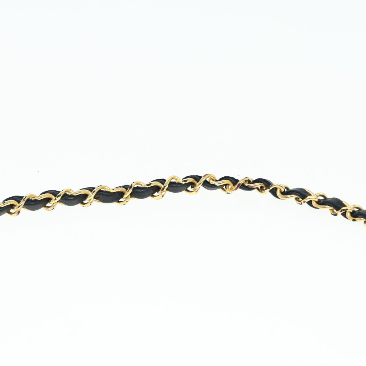 CHANEL Matelasse Chain Shoulder Bag Lamb Skin Black Gold CC bs16822