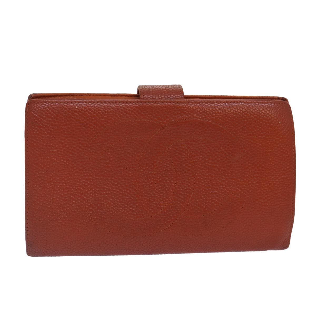 CHANEL COCO Mark Wallet Caviar Skin Orange Gold CC bs16889