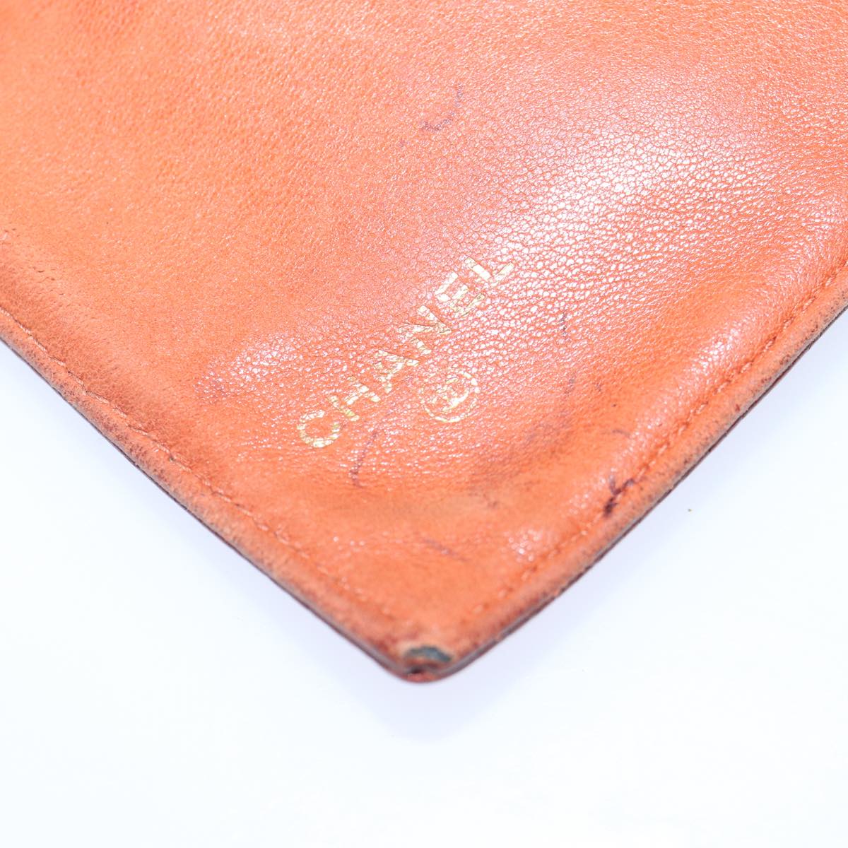 CHANEL COCO Mark Wallet Caviar Skin Orange Gold CC bs16889