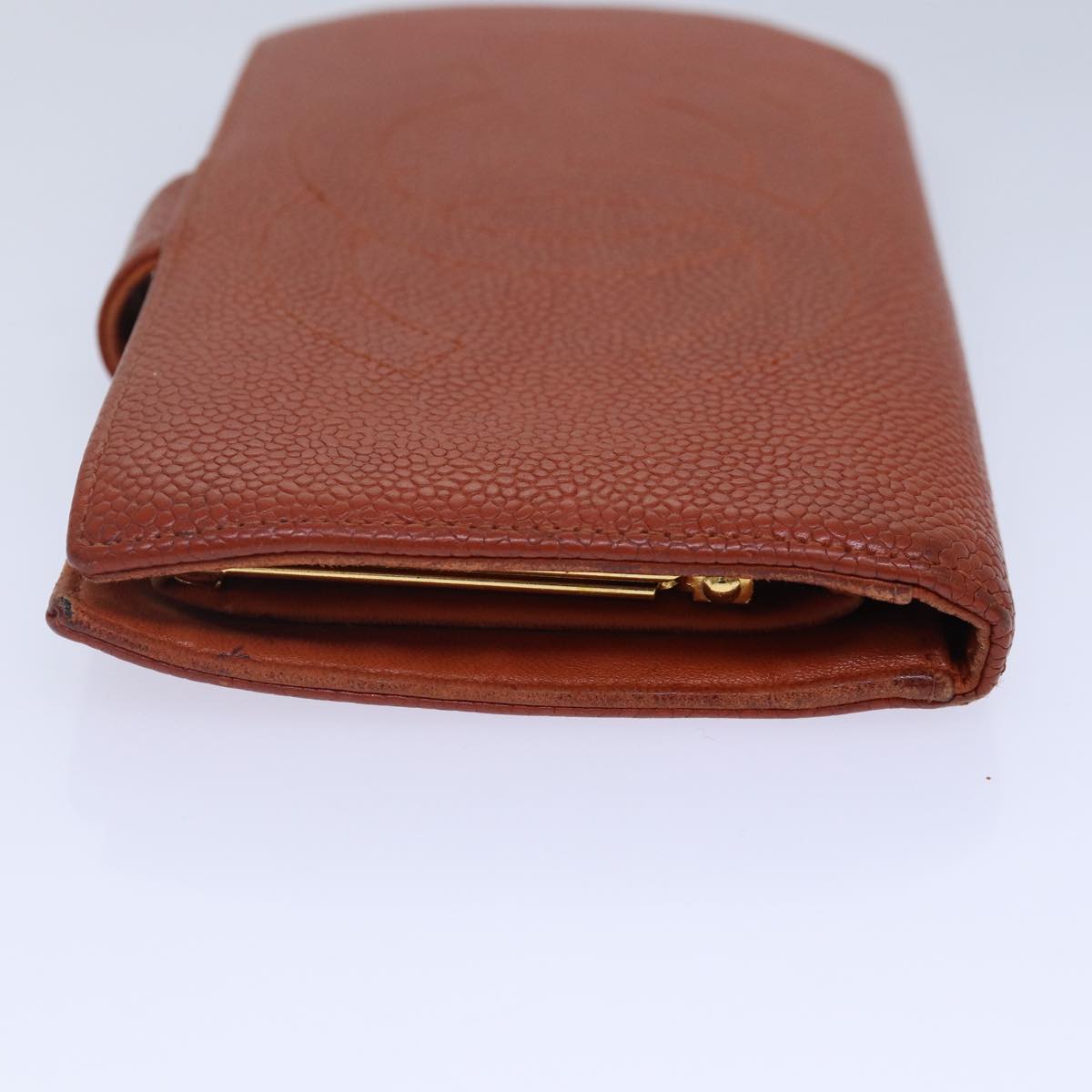 CHANEL COCO Mark Wallet Caviar Skin Orange Gold CC bs16889